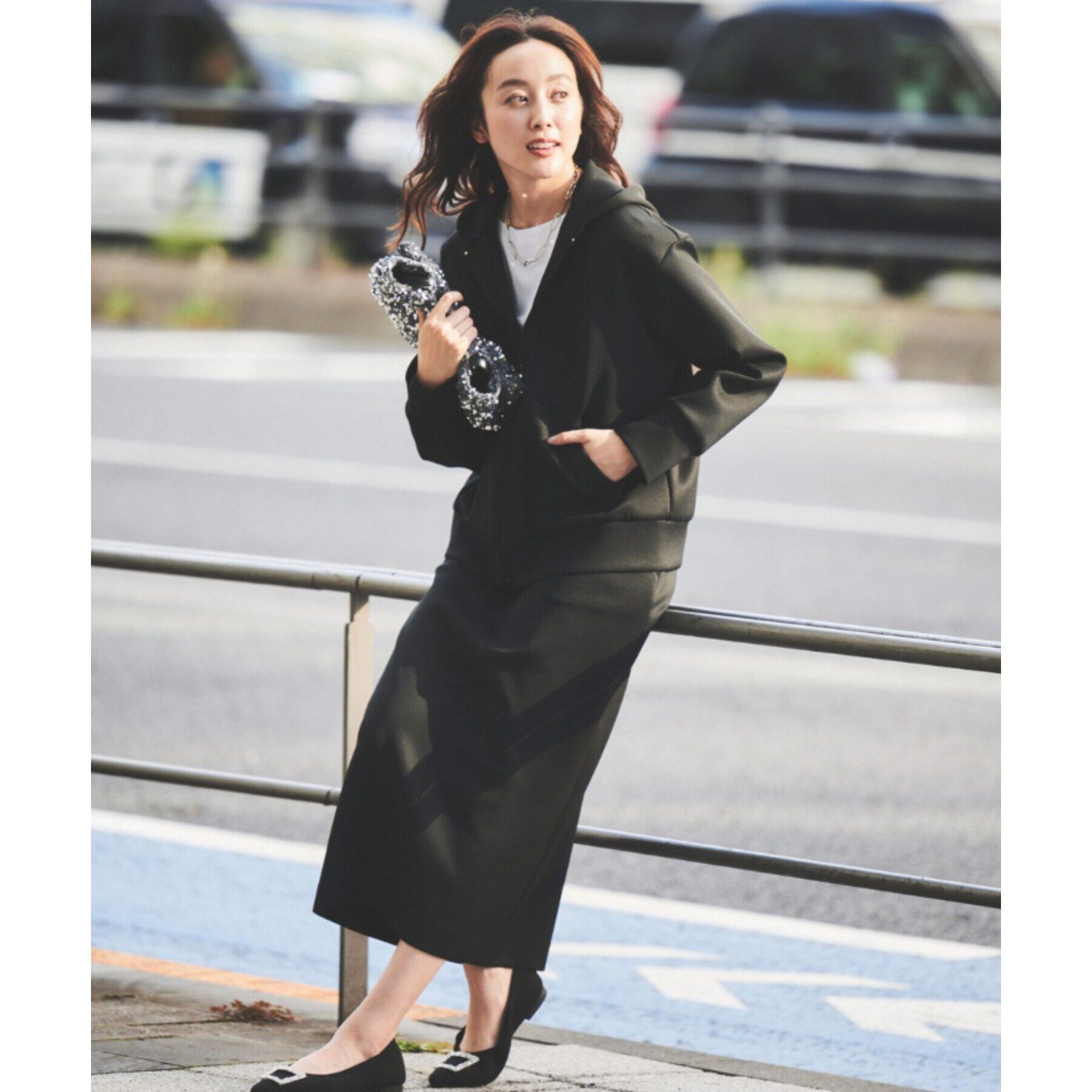 UNTITLED「【セットアップ可能/後ろウエストゴム】ダンボールジャージ ナロースカート」|スカート|