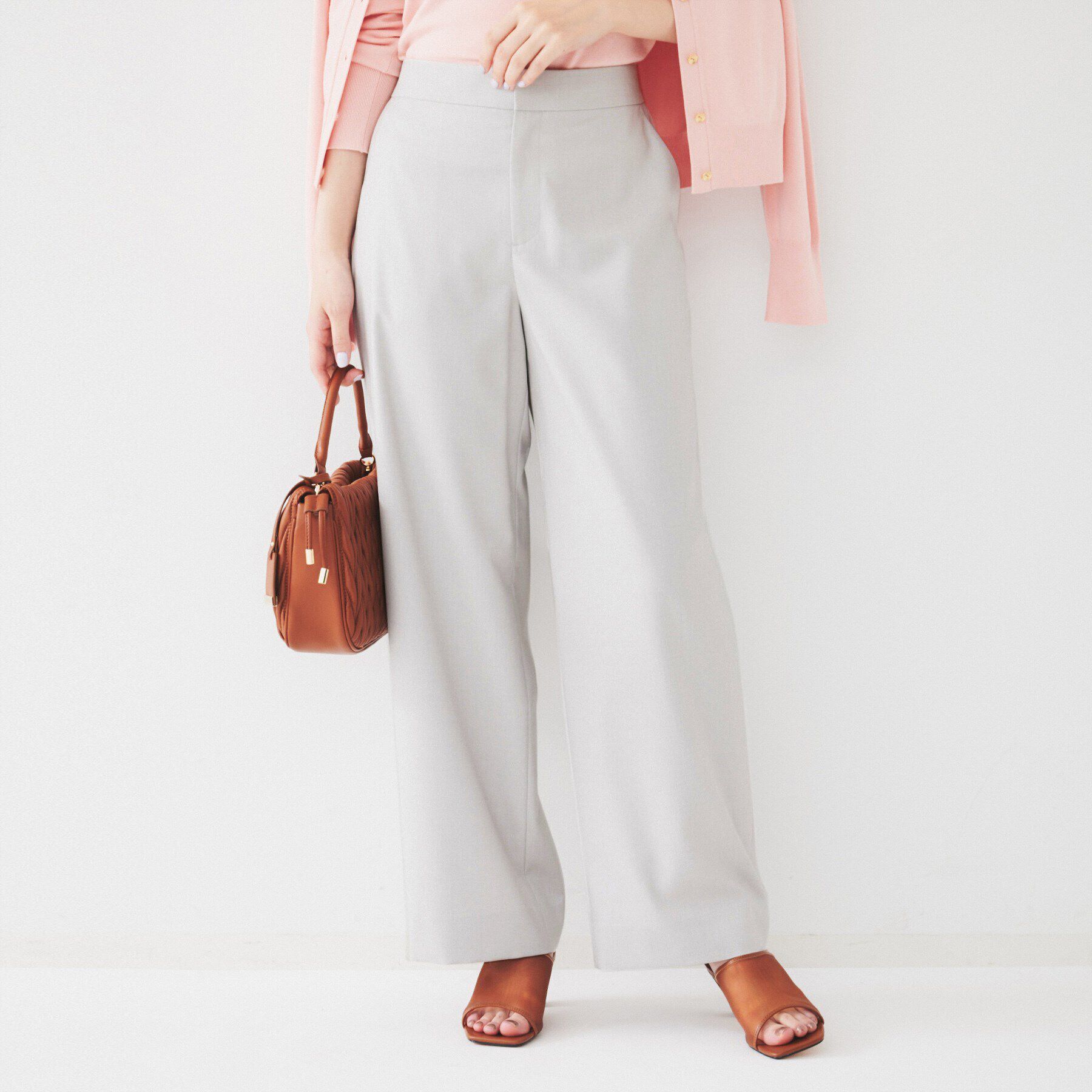 UNTITLED「【後ろウエストゴム/洗える】梳毛調ソフトワイドパンツ」|その他|