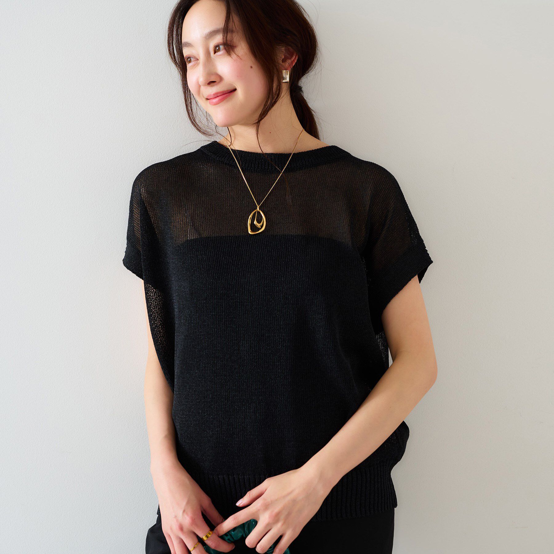 UNTITLED「【前後2WAY/清涼感】コクーンシルエット プルオーバーニット」|ニット・セーター|