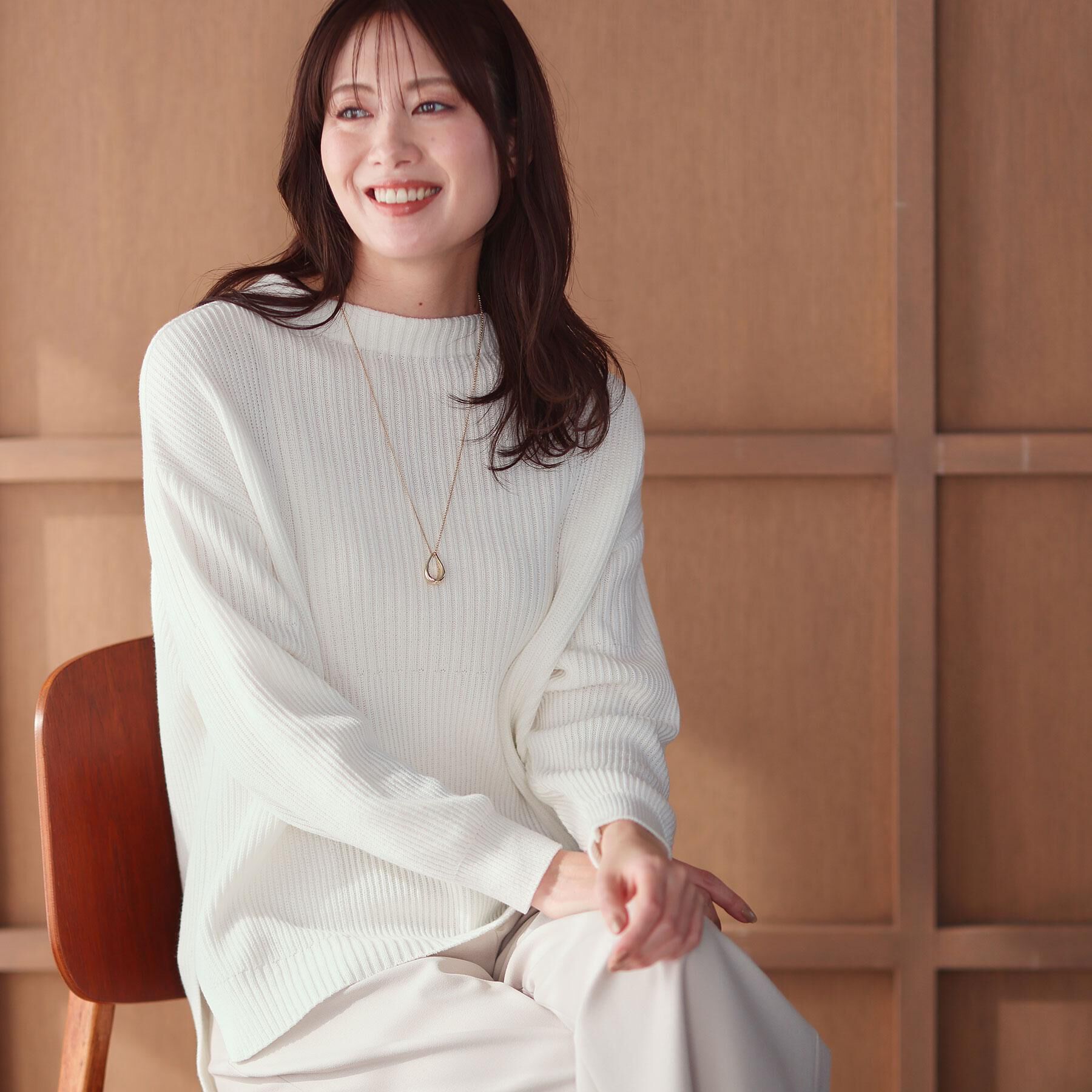 Reflect「【腰回りカバー／長め丈】モックネックニットプルオーバー」|ニット・セーター|