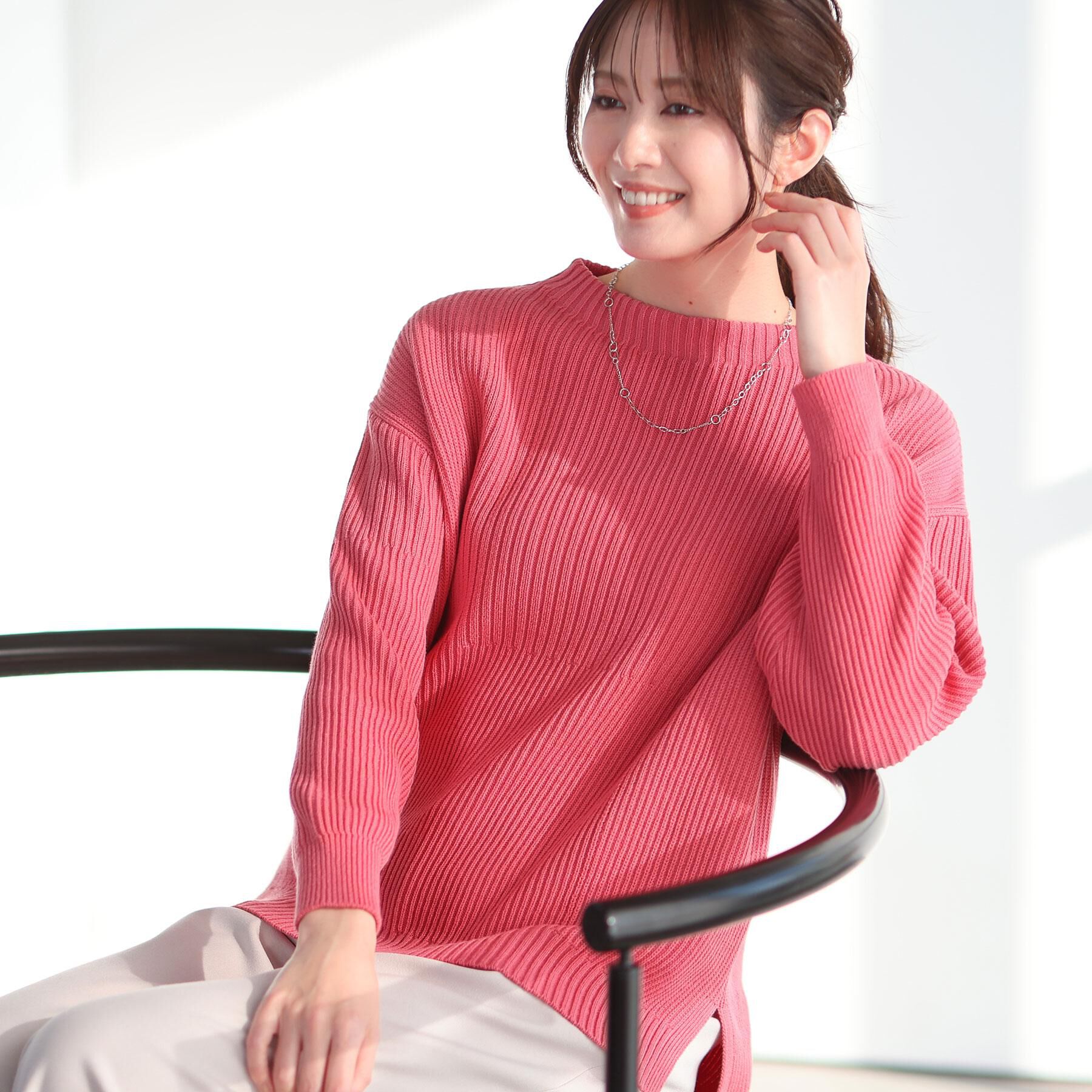 Reflect「【腰回りカバー／長め丈】モックネックニットプルオーバー」|ニット・セーター|