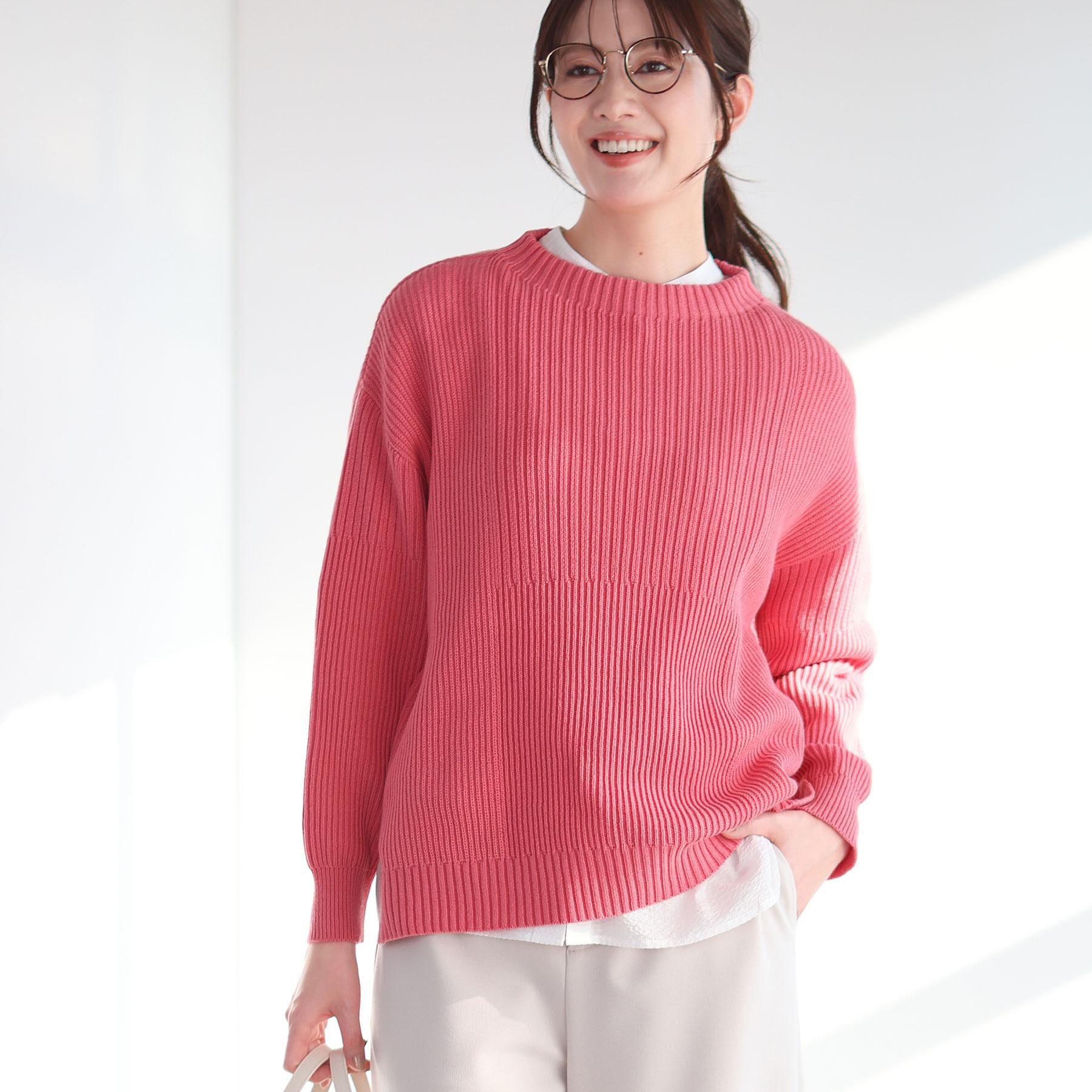 Reflect「【腰回りカバー／長め丈】モックネックニットプルオーバー」|ニット・セーター|