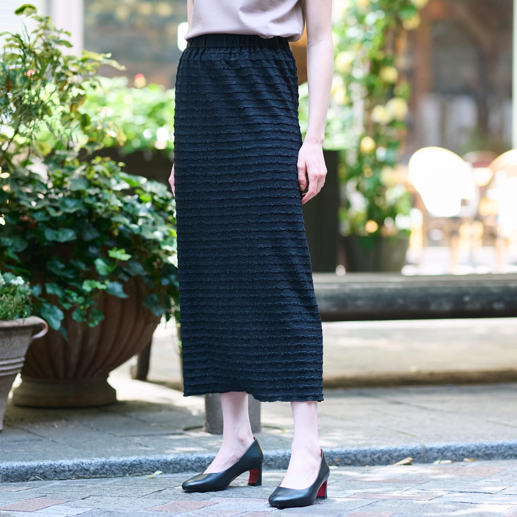 DRESSTERIOR「【ウエストゴム/洗える】フリルジャージスカート」|スカート|