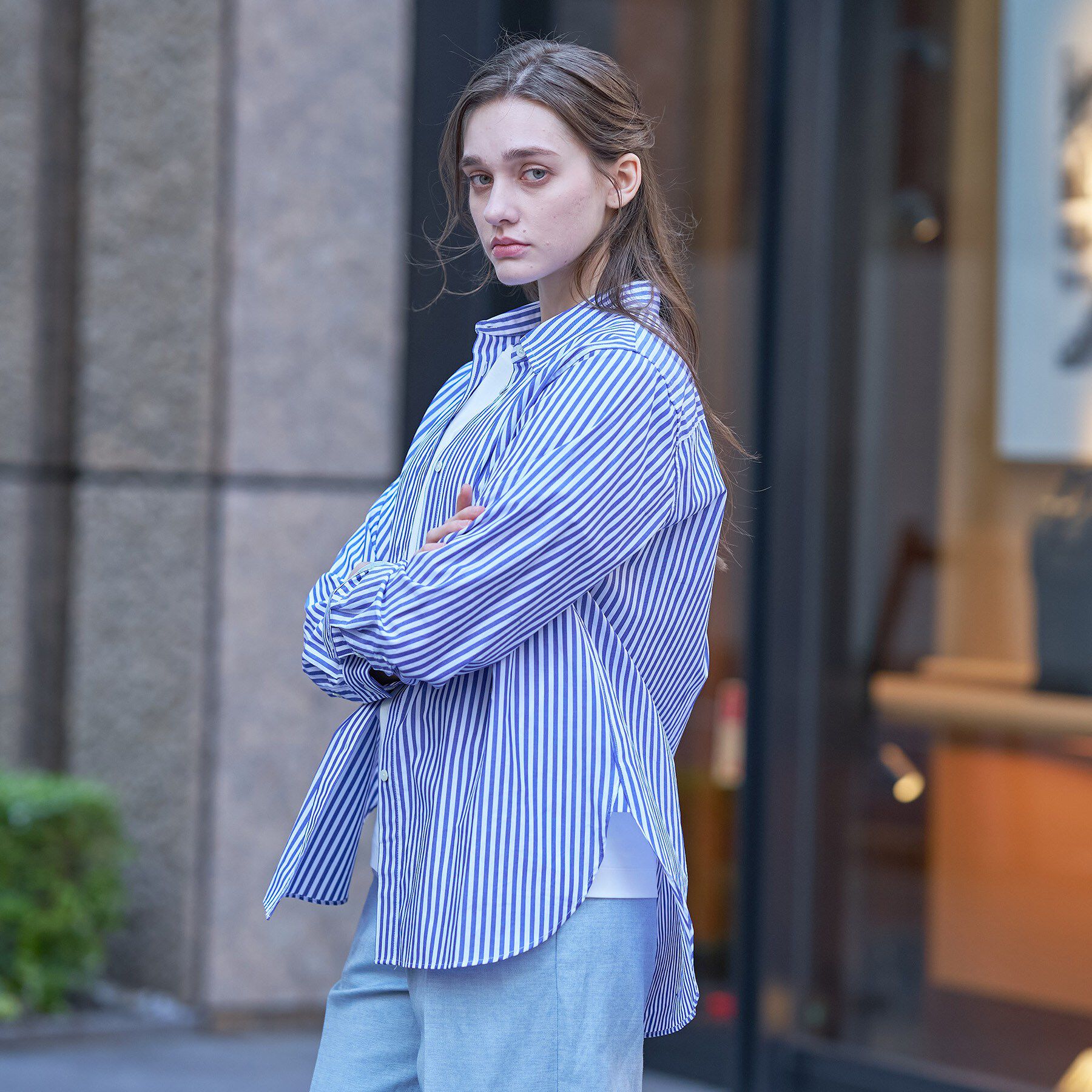 DRESSTERIOR「オーバーシルエットストライプシャツ」|シャツ・ブラウス|