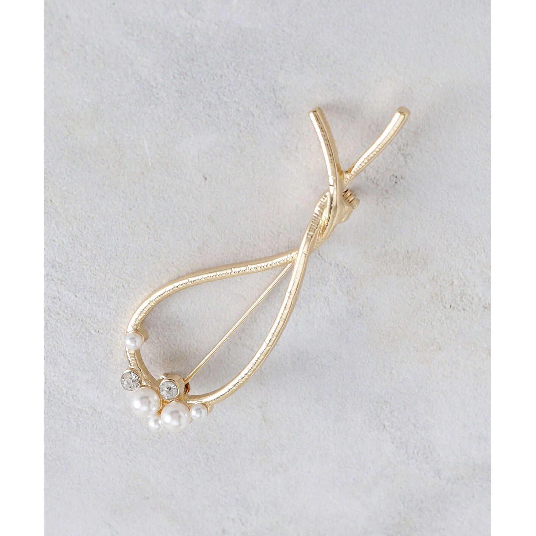 grove「細メタルパール調ビジューブローチ【入卒対応可】」|ブローチ・コサージュ|ゴールド(007)