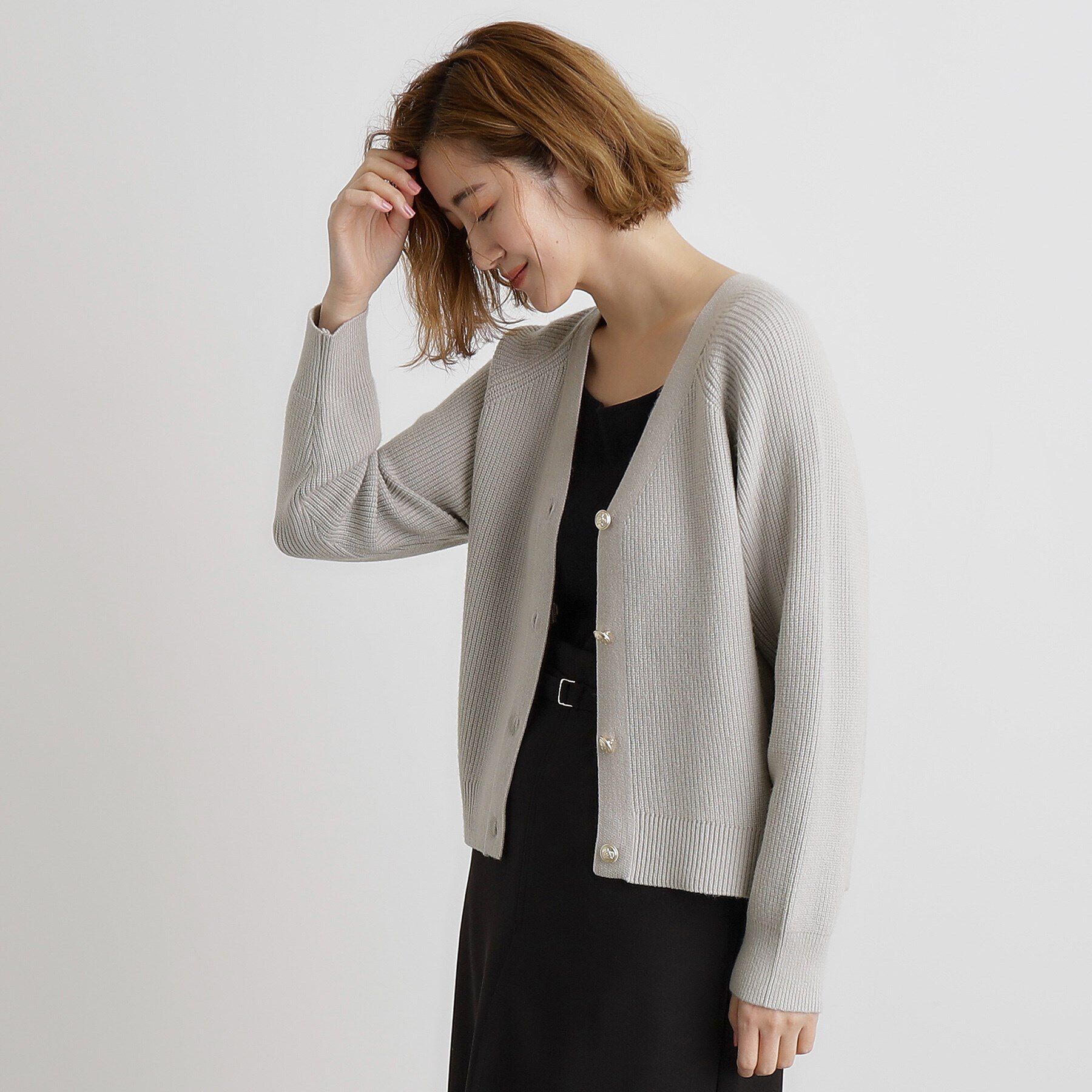 grove「金ボタン畦ラグランニットカーディガン」|カーディガン|
