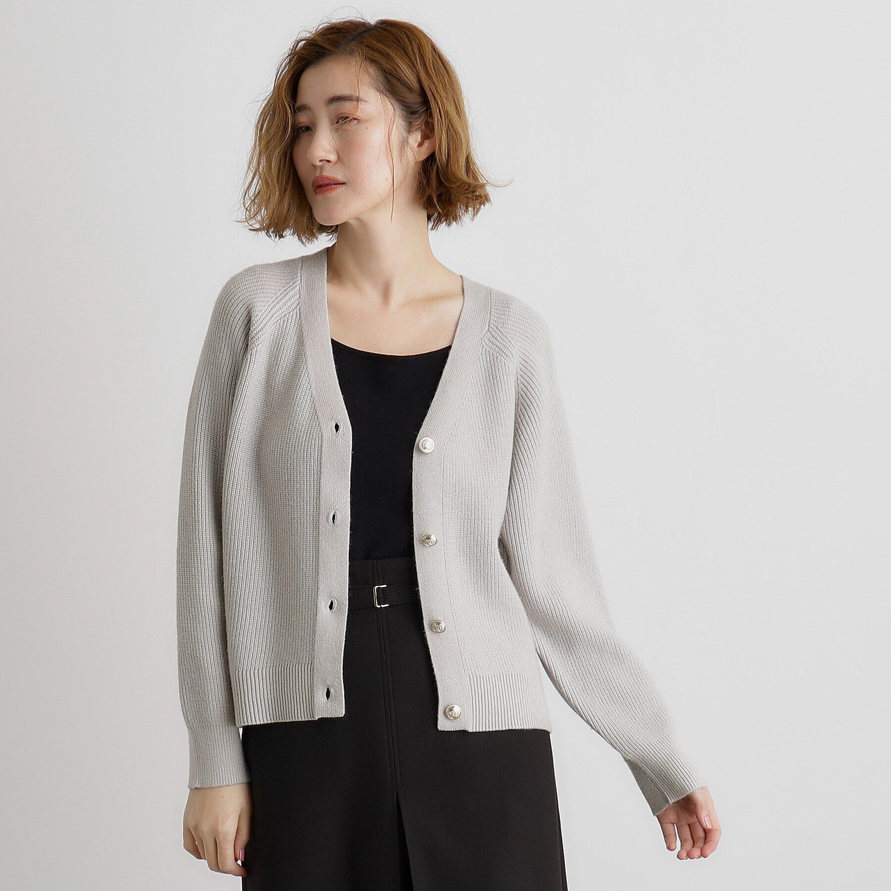 grove「金ボタン畦ラグランニットカーディガン」|カーディガン|