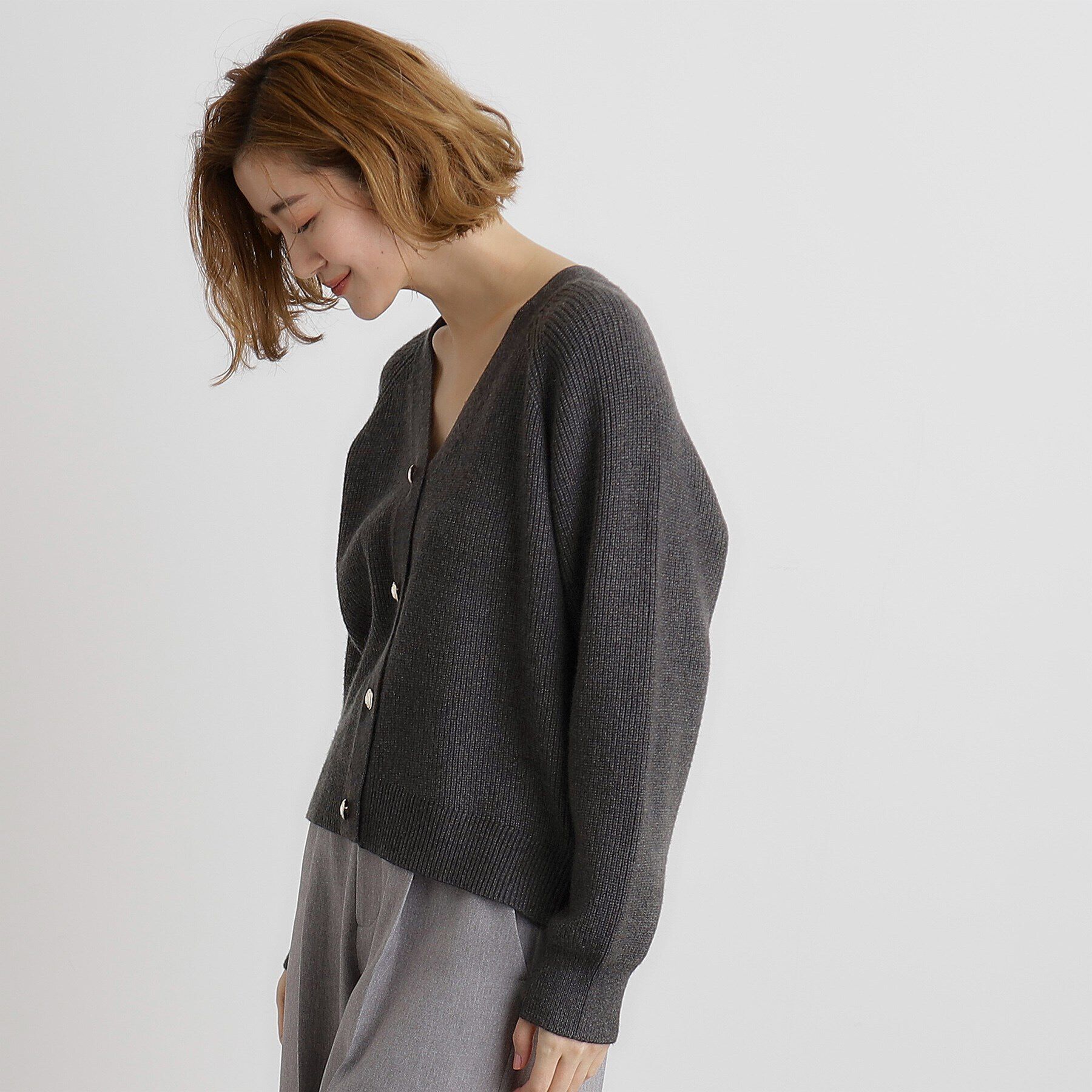 grove「金ボタン畦ラグランニットカーディガン」|カーディガン|