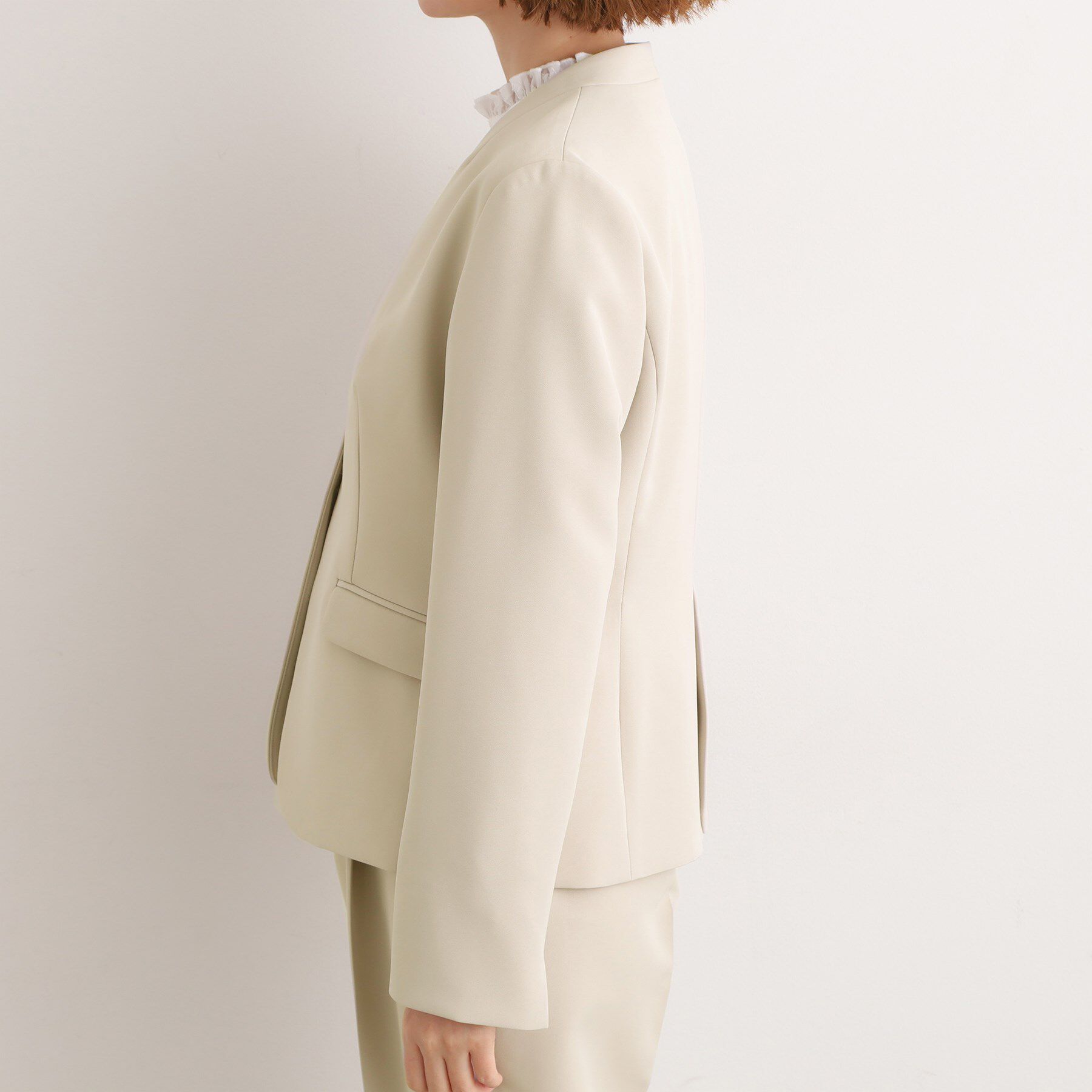 grove「【マシンウォッシュ／防シワ】Wクロスノーカラージャケット」|ノーカラージャケット|