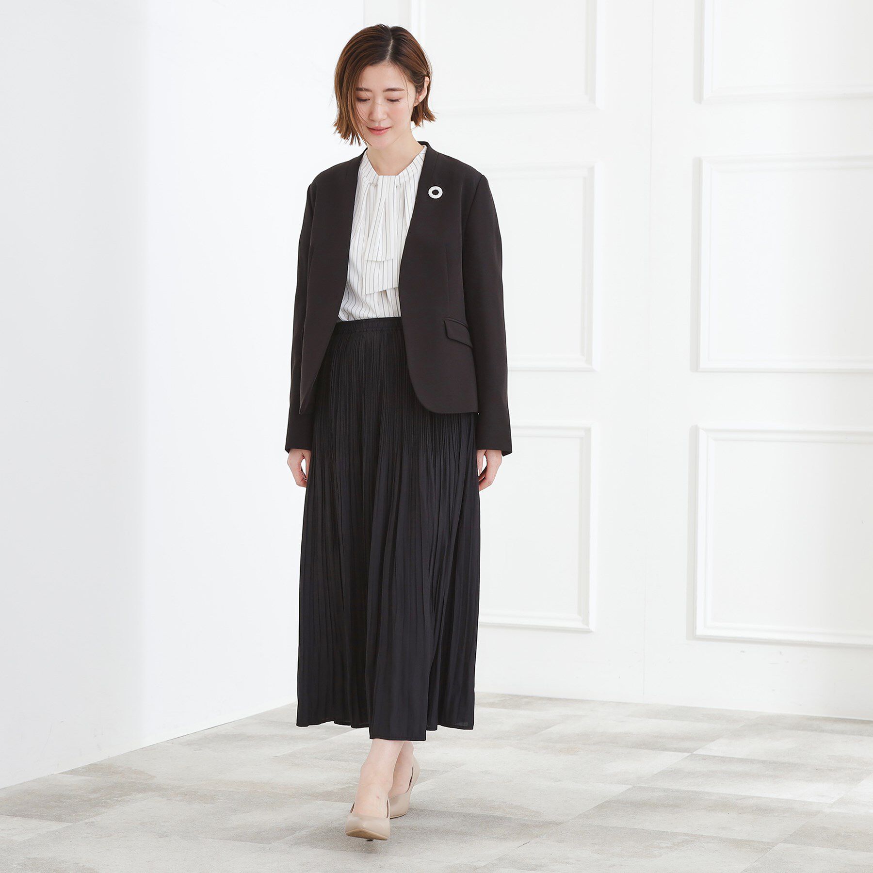 grove「【マシンウォッシュ／防シワ】Wクロスノーカラージャケット」|ノーカラージャケット|