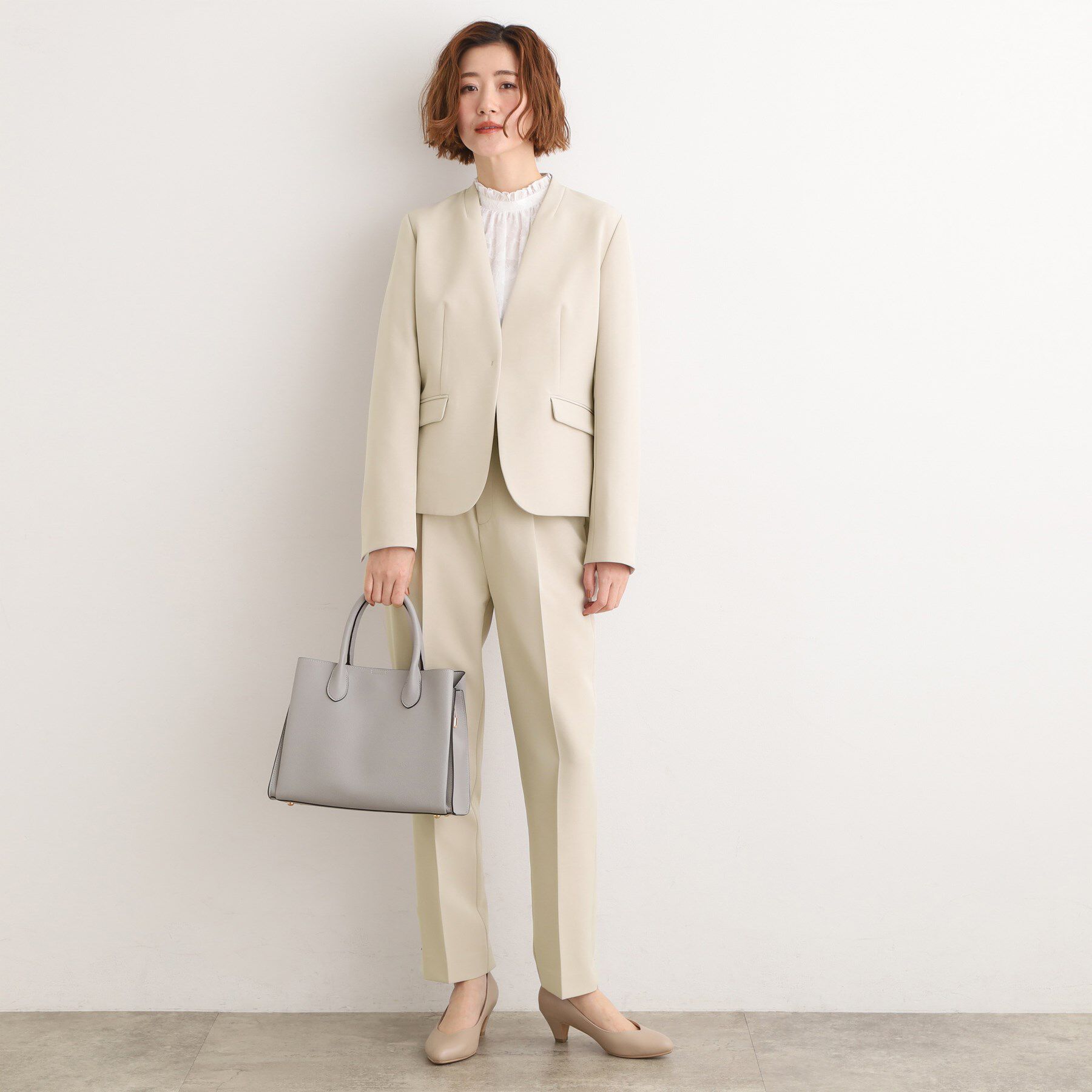 grove「【マシンウォッシュ／防シワ】Wクロスノーカラージャケット」|ノーカラージャケット|