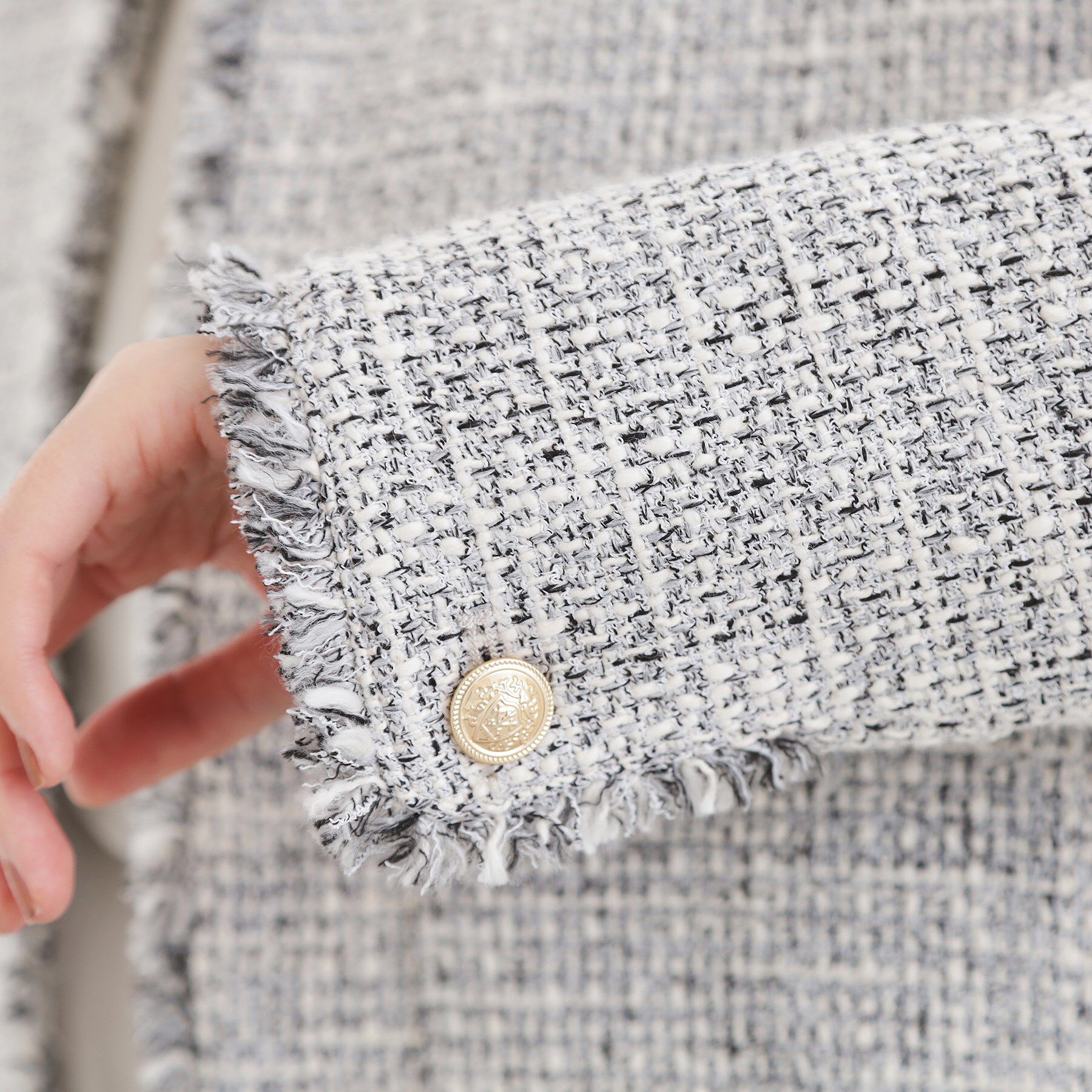 grove「ショートツイードジャケット」|ノーカラージャケット|