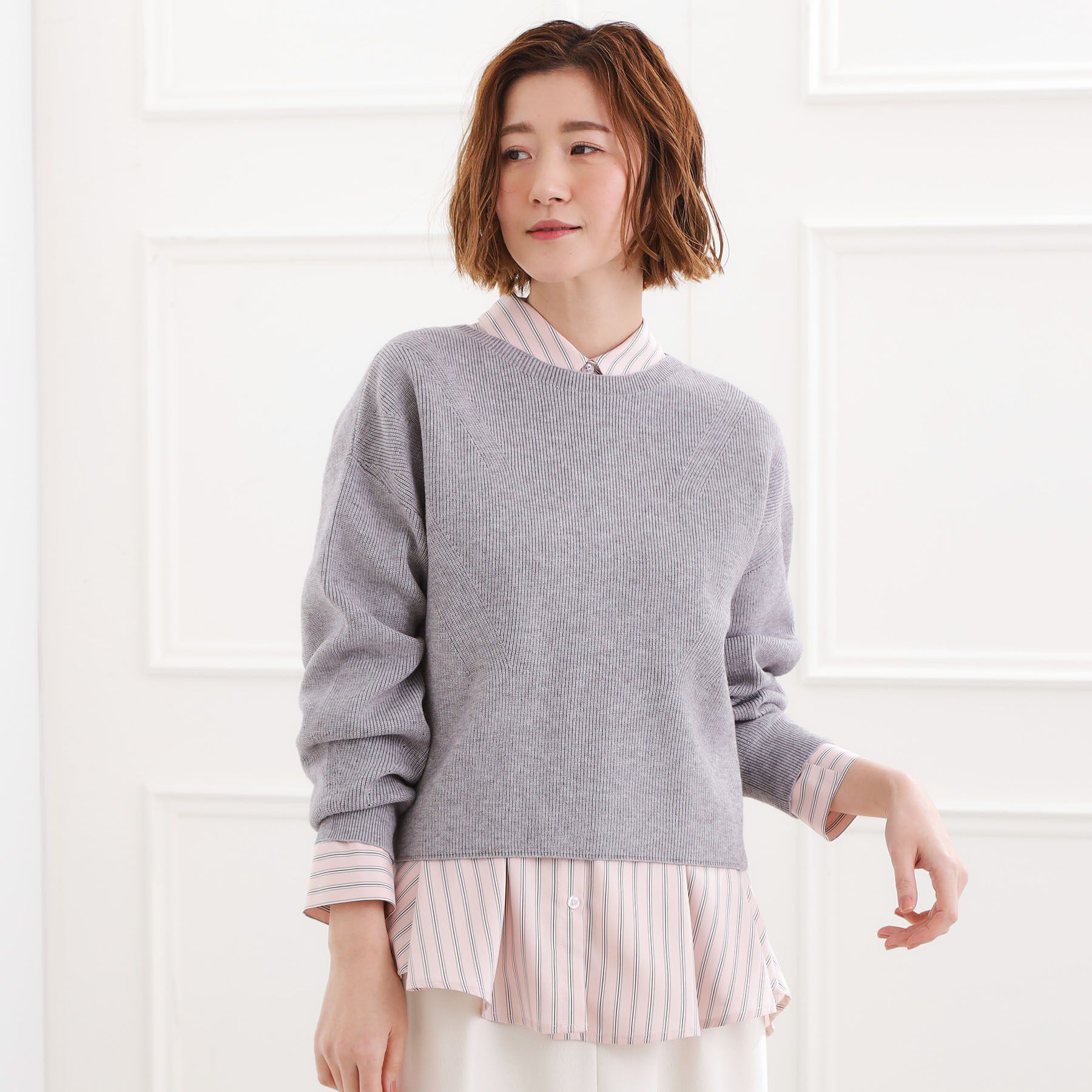 grove「【体型カバー】一枚でもレイヤードでも、ペプラムフレアシャツ」|シャツ・ブラウス|