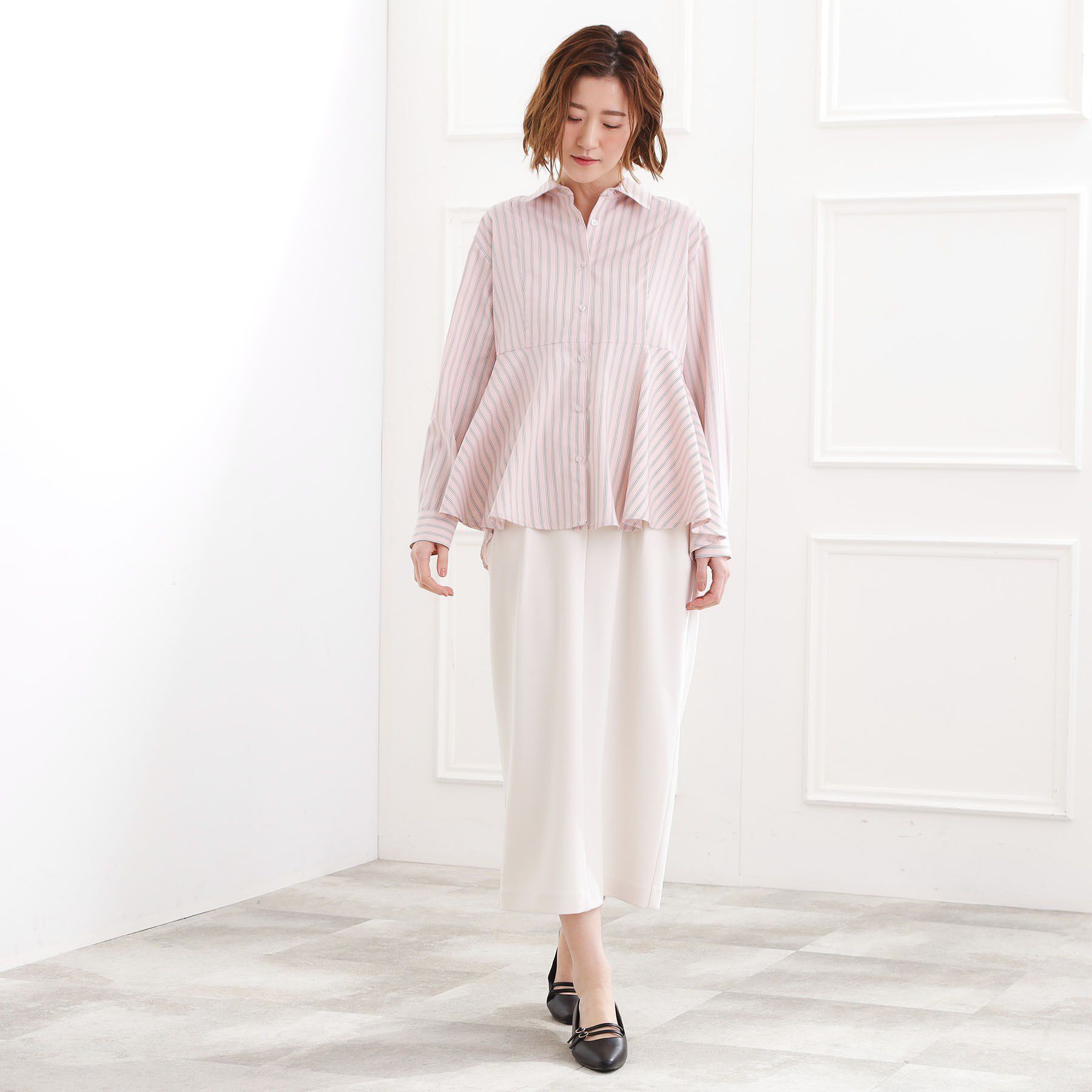 grove「【体型カバー】一枚でもレイヤードでも、ペプラムフレアシャツ」|シャツ・ブラウス|