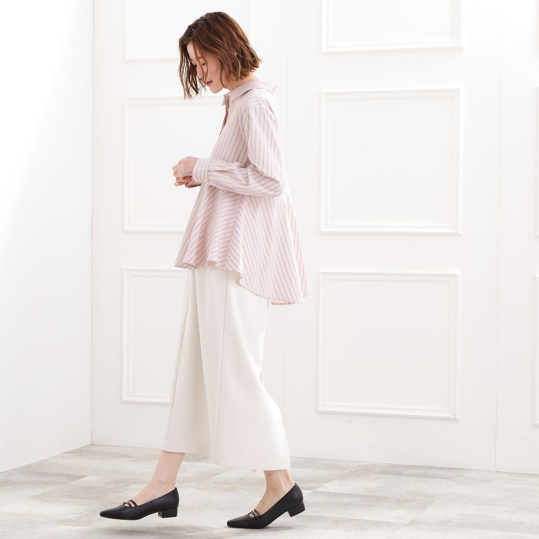 grove「【体型カバー】一枚でもレイヤードでも、ペプラムフレアシャツ」|シャツ・ブラウス|