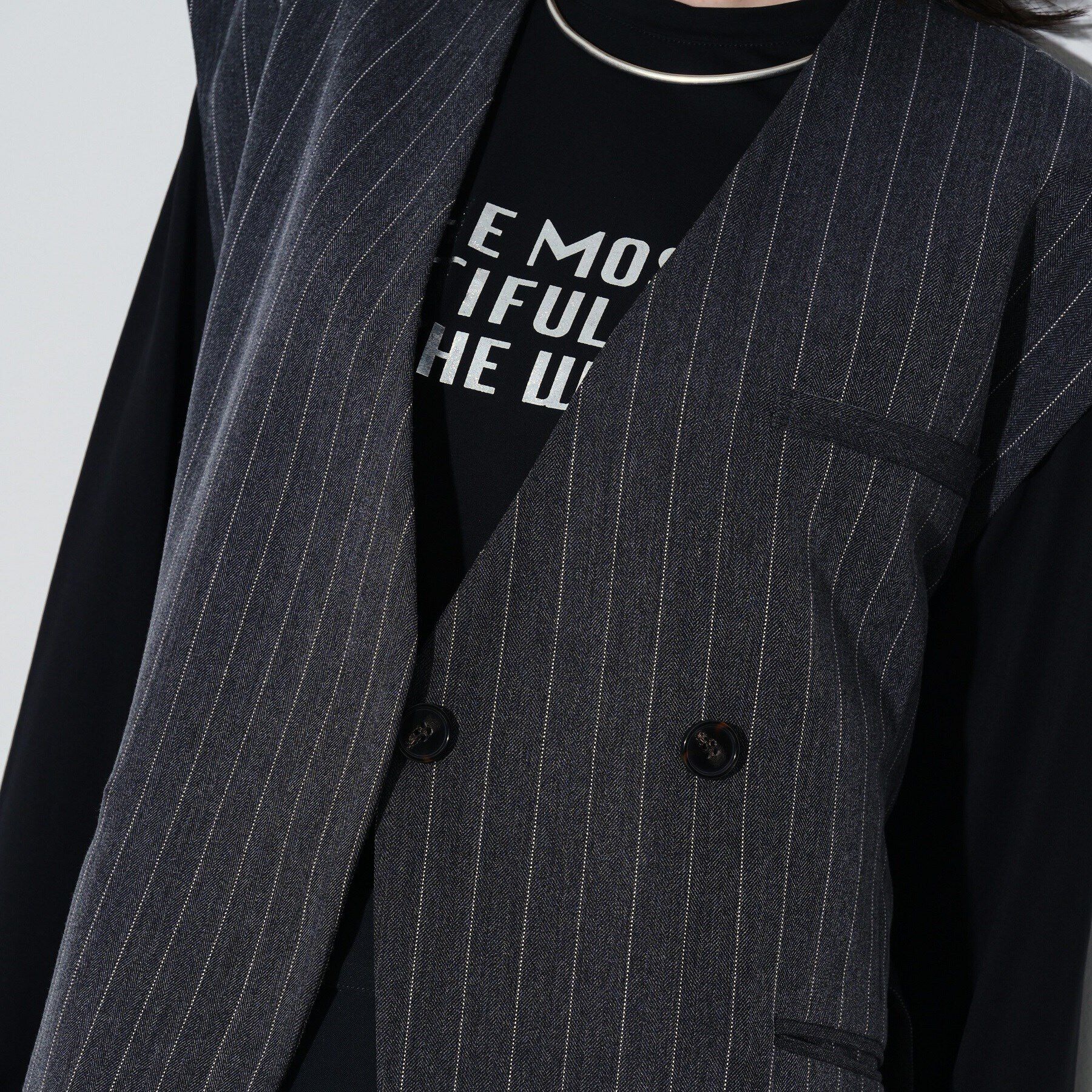 GALLEST「ノーカラーボックスジレ」|ベスト・ジレ|