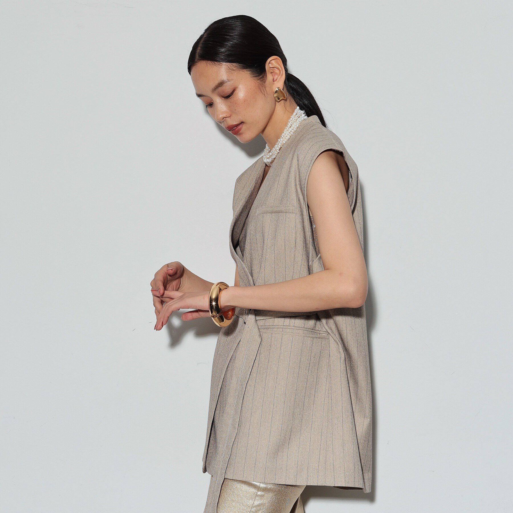 GALLEST「ノーカラーボックスジレ」|ベスト・ジレ|