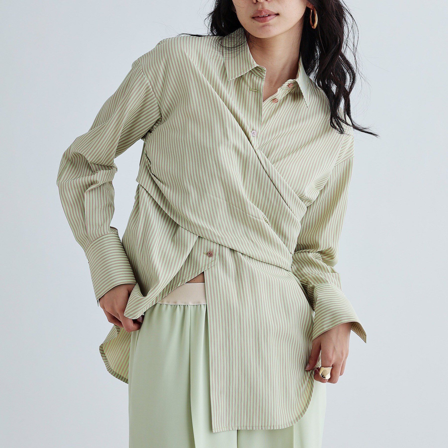 GALLEST「マルチウェイストライプカシュクールシャツ」|シャツ・ブラウス|