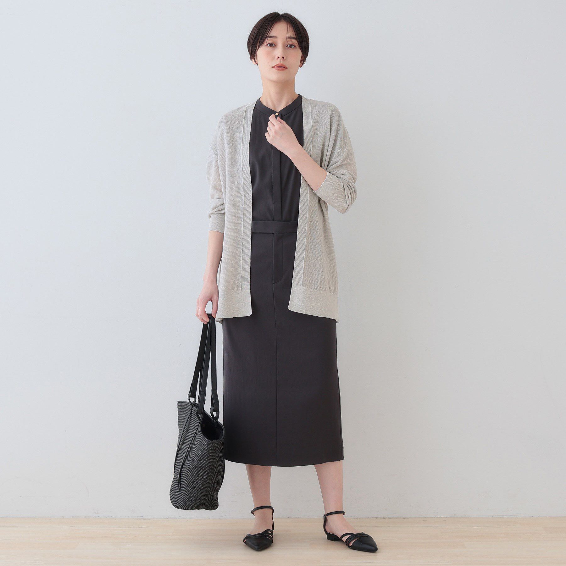 INDIVI「【洗える／和紙混素材】ドライタッチニットカーディガン」|カーディガン|