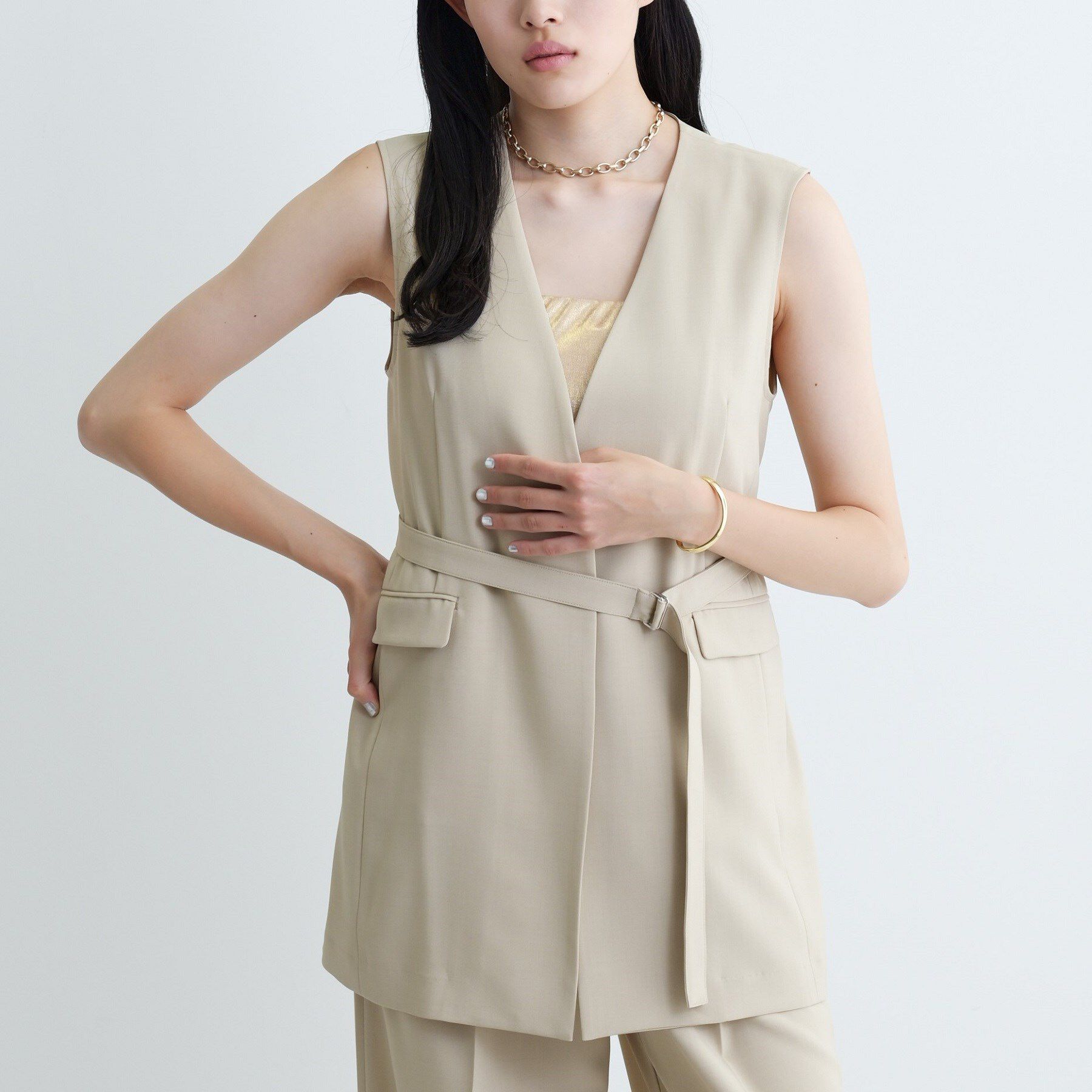 GALLEST「【セットアップ可】ナローベルテッドジレ【カセット服/オケージョン/通勤】」|ベスト・ジレ|