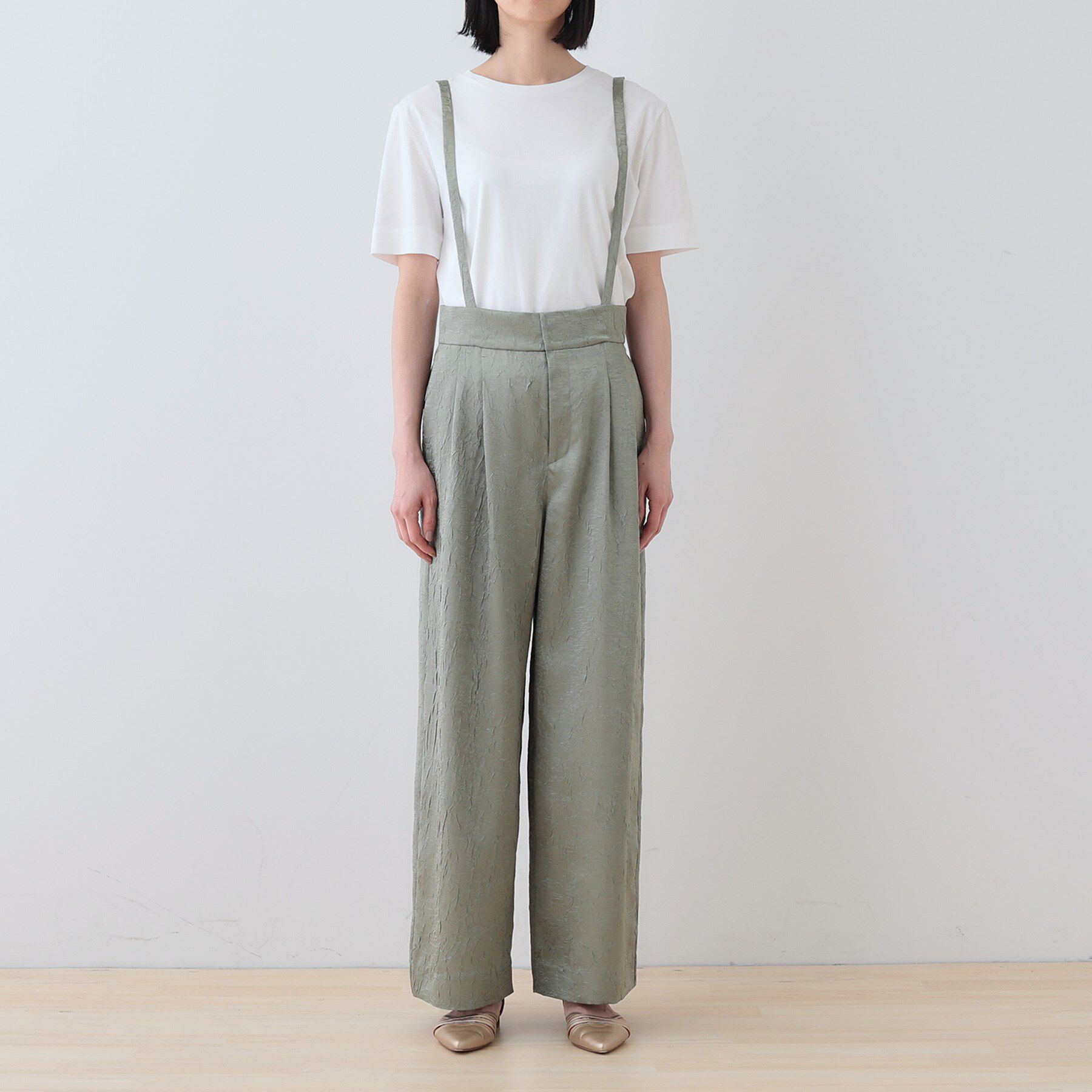 INDIVI「【サスペンダー付き】2WAYクラッシュサテンパンツ」|その他|