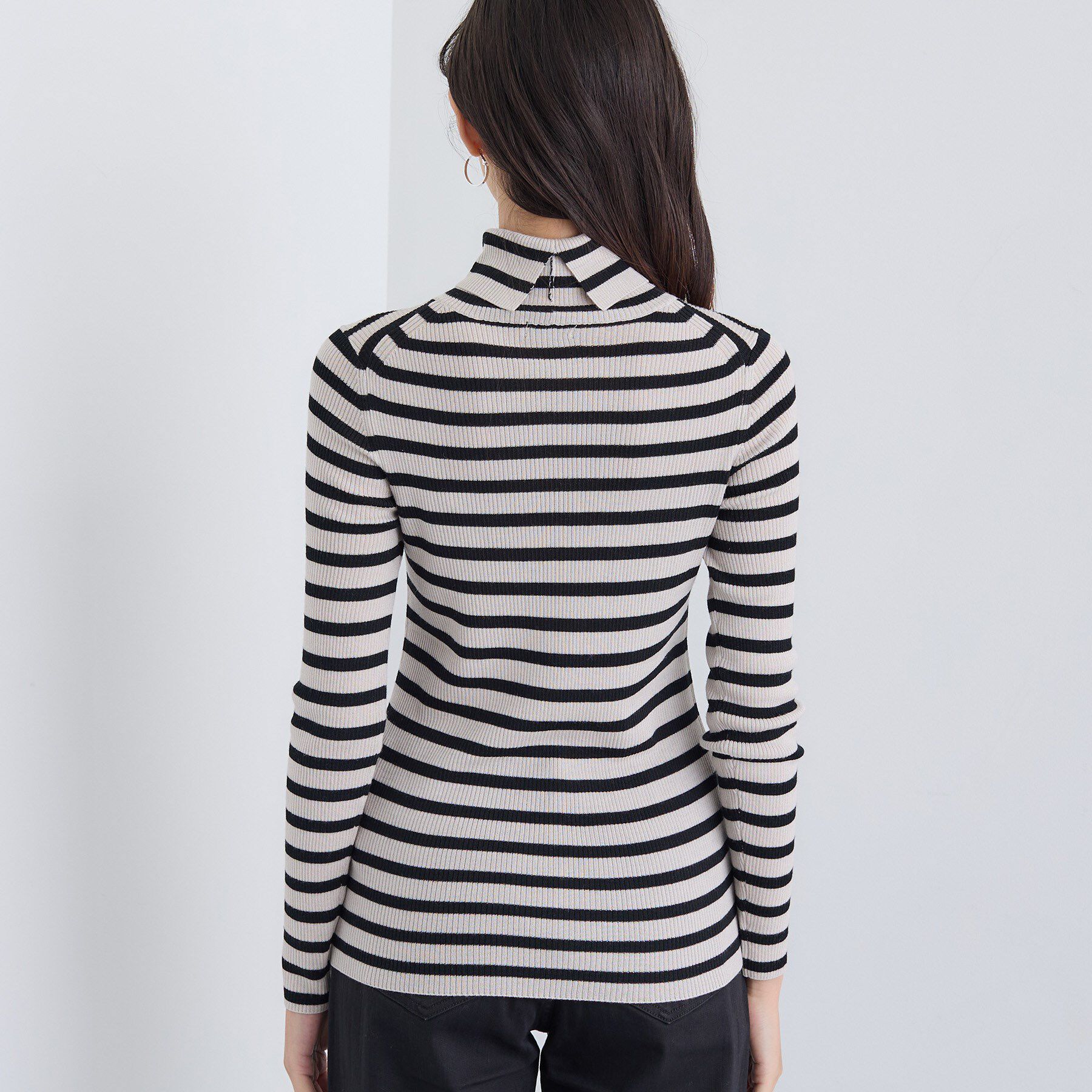 INDIVI「【洗える／毛玉になりにくい】エクストラファインウール リブタートルニット」|ニット・セーター|