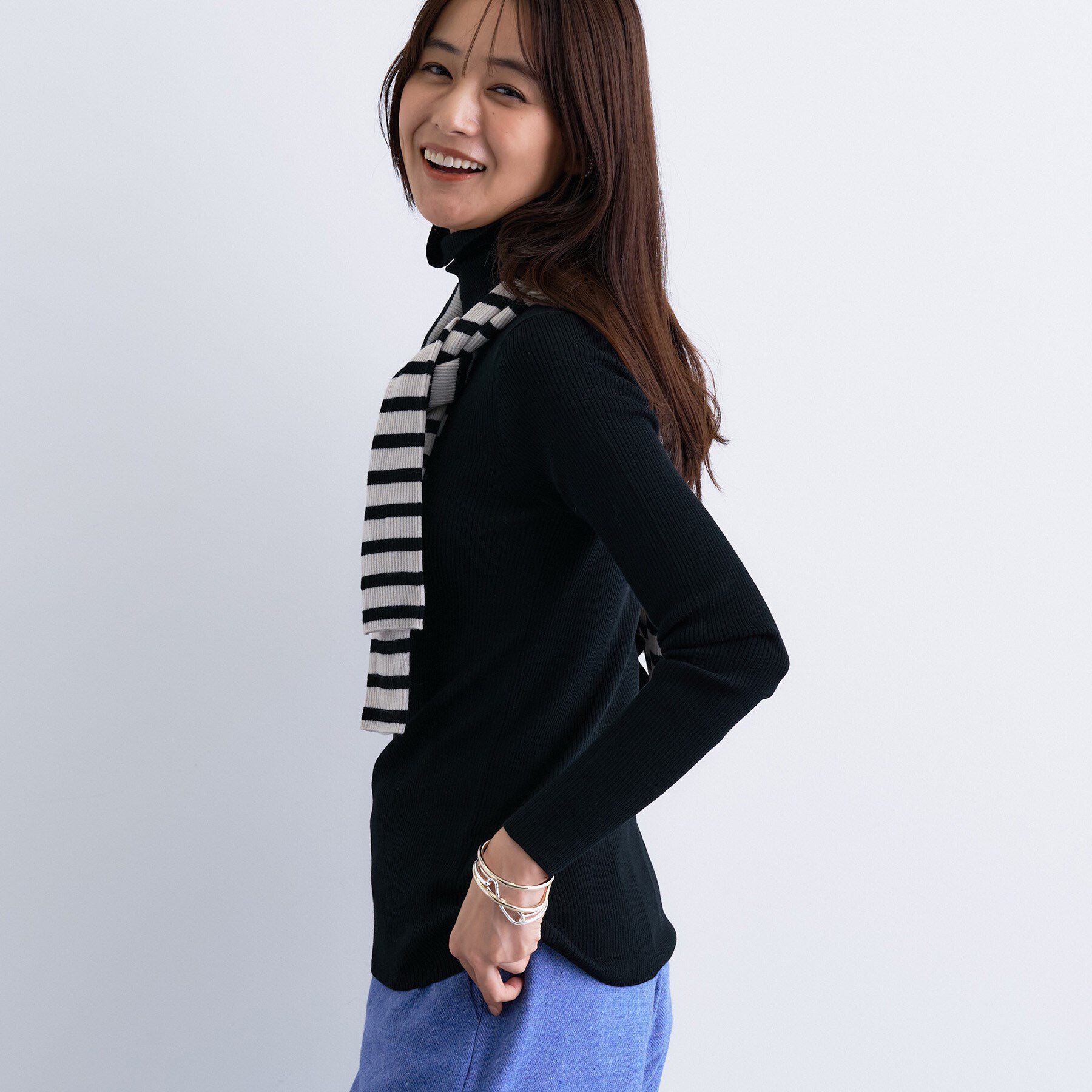 INDIVI「【洗える／毛玉になりにくい】エクストラファインウール リブタートルニット」|ニット・セーター|