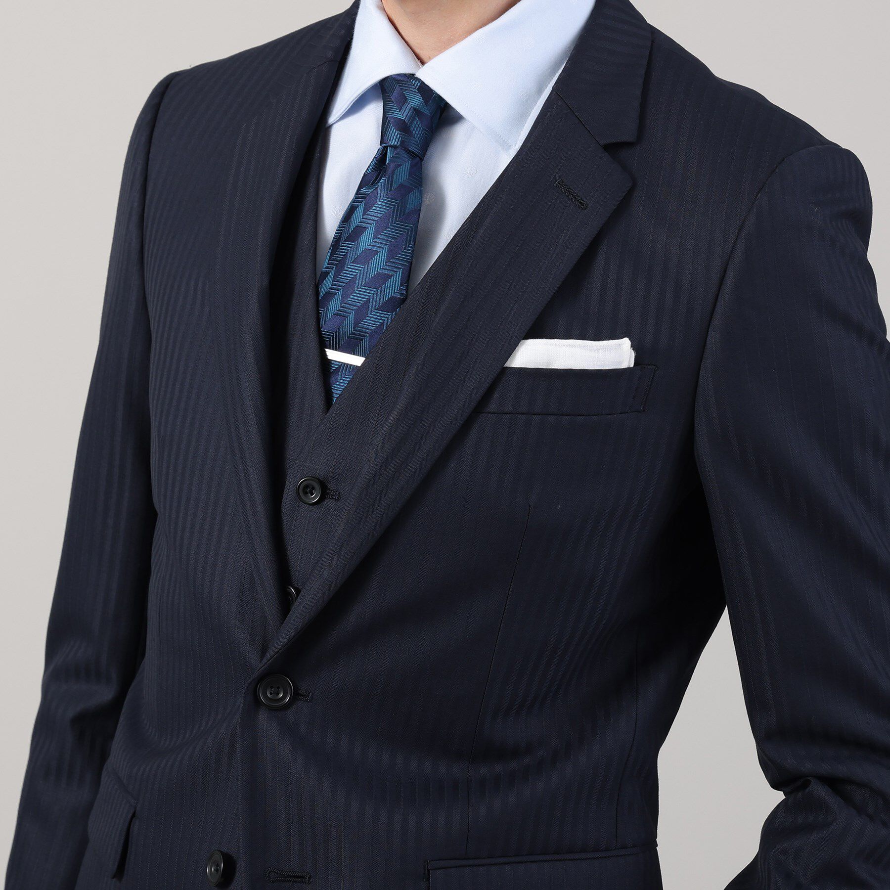 TAKEO KIKUCHI「【Sサイズ～】シャイニーヘリンボンストライプ ベスト」|スーツ|