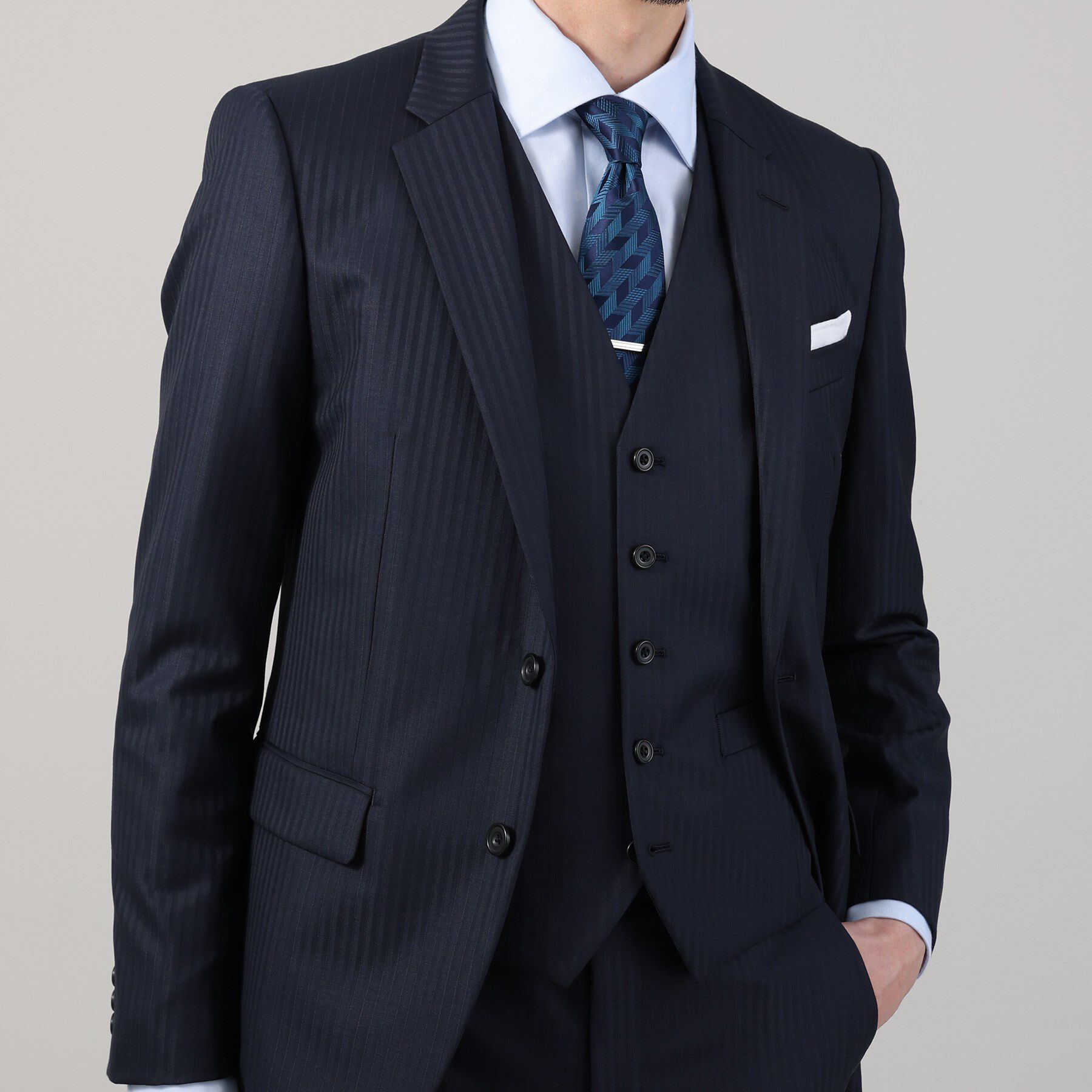 TAKEO KIKUCHI「【Sサイズ～】シャイニーヘリンボンストライプ ベスト」|スーツ|