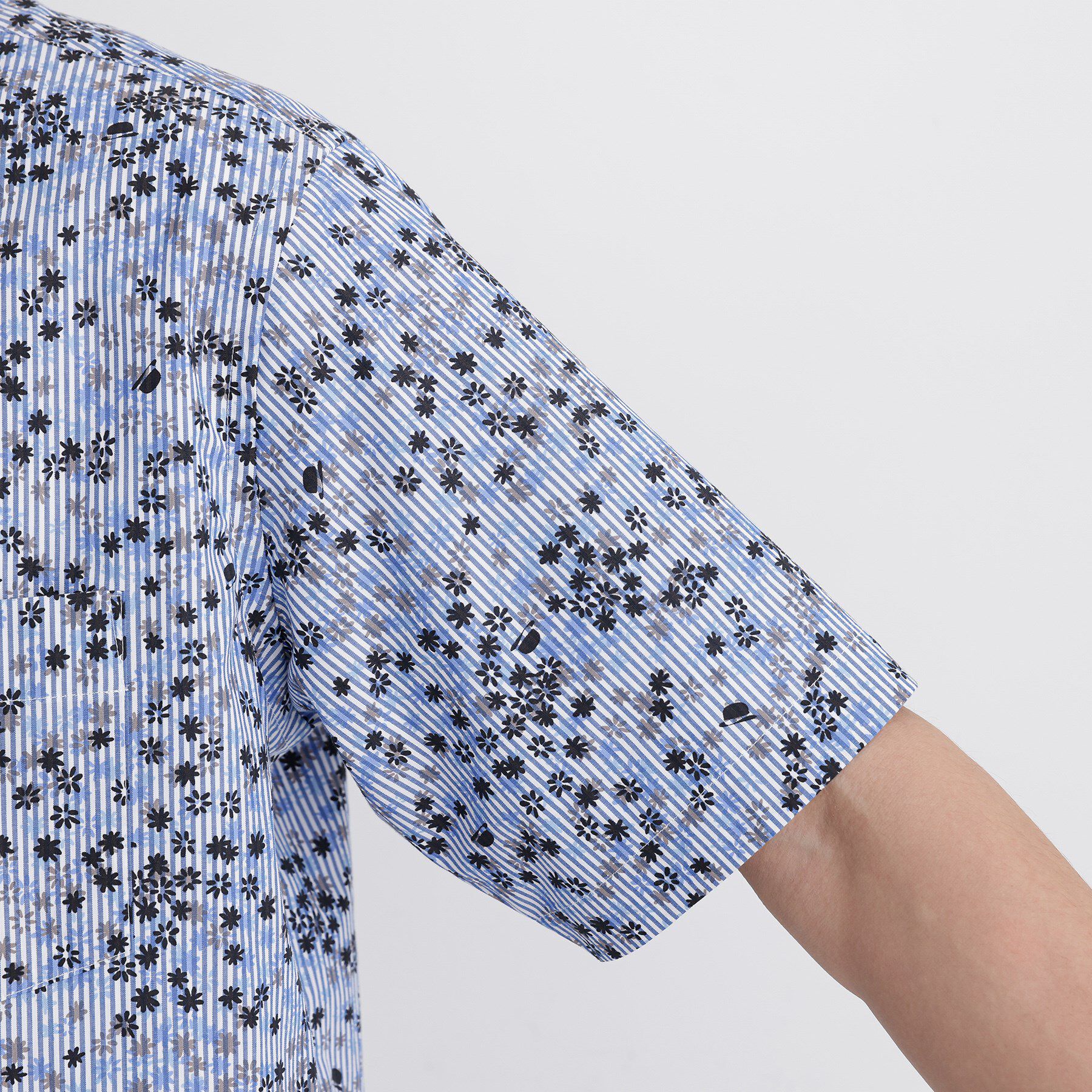 TAKEO KIKUCHI「ストライプ小花プリント 半袖シャツ」|シャツ・ブラウス|