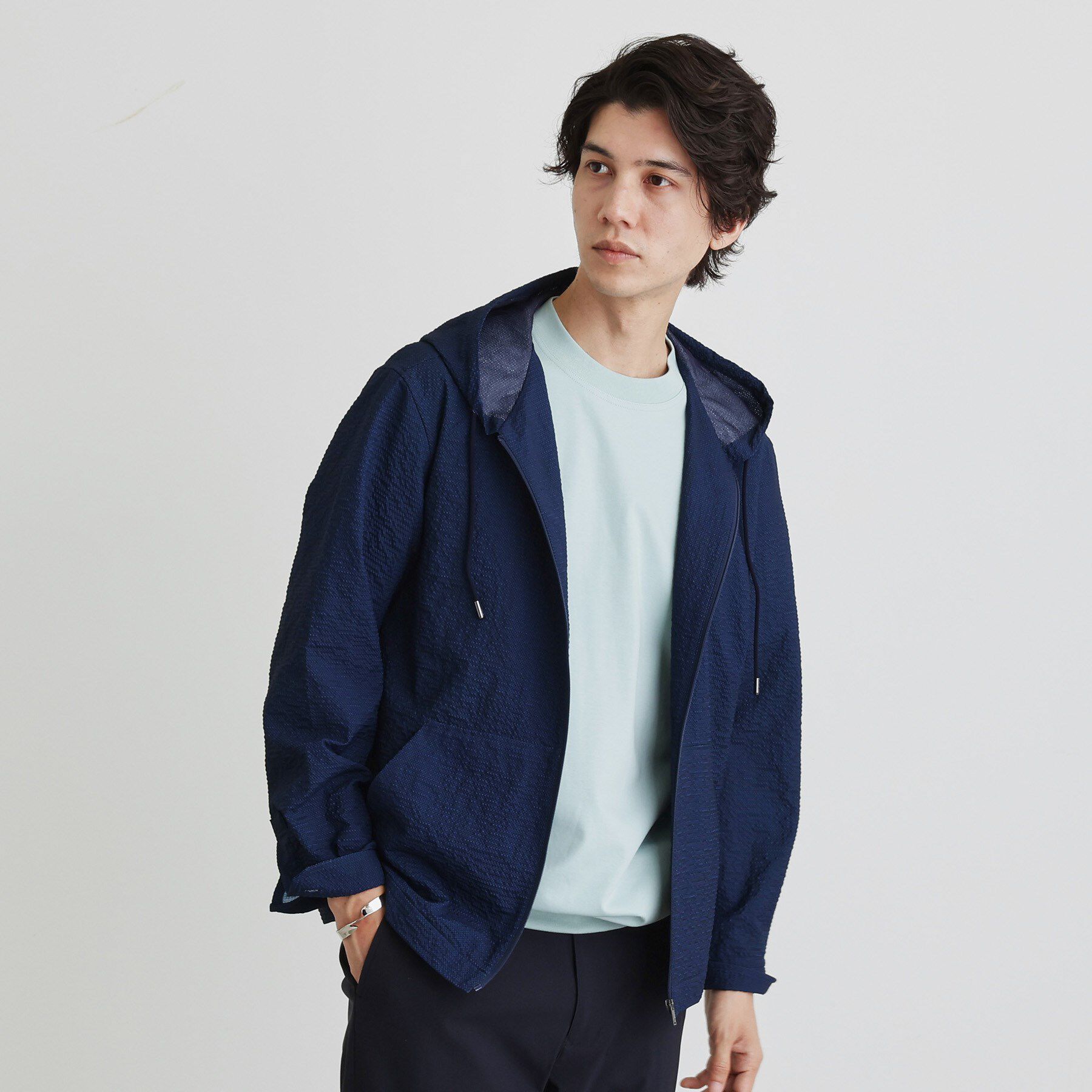 TAKEO KIKUCHI「【軽羽織】リップル プリント シャツパーカ」|パーカー|