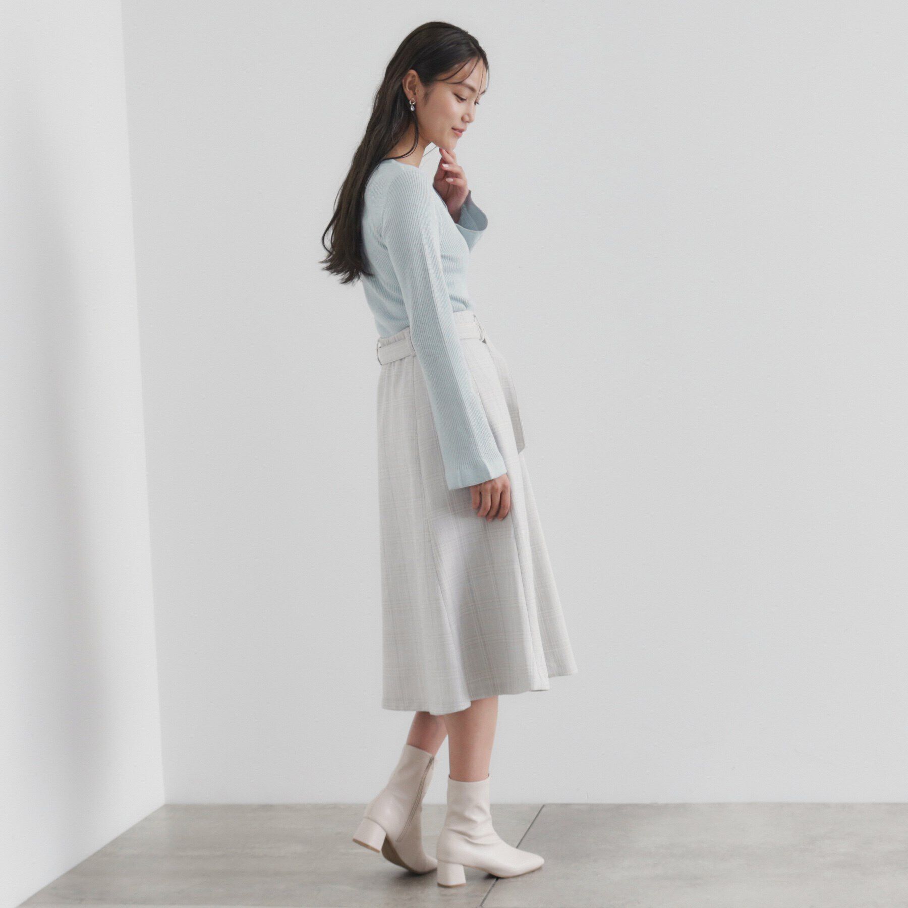 index「フロントパール袖フリルリブニット【洗濯機洗い可】」|ニット・セーター|