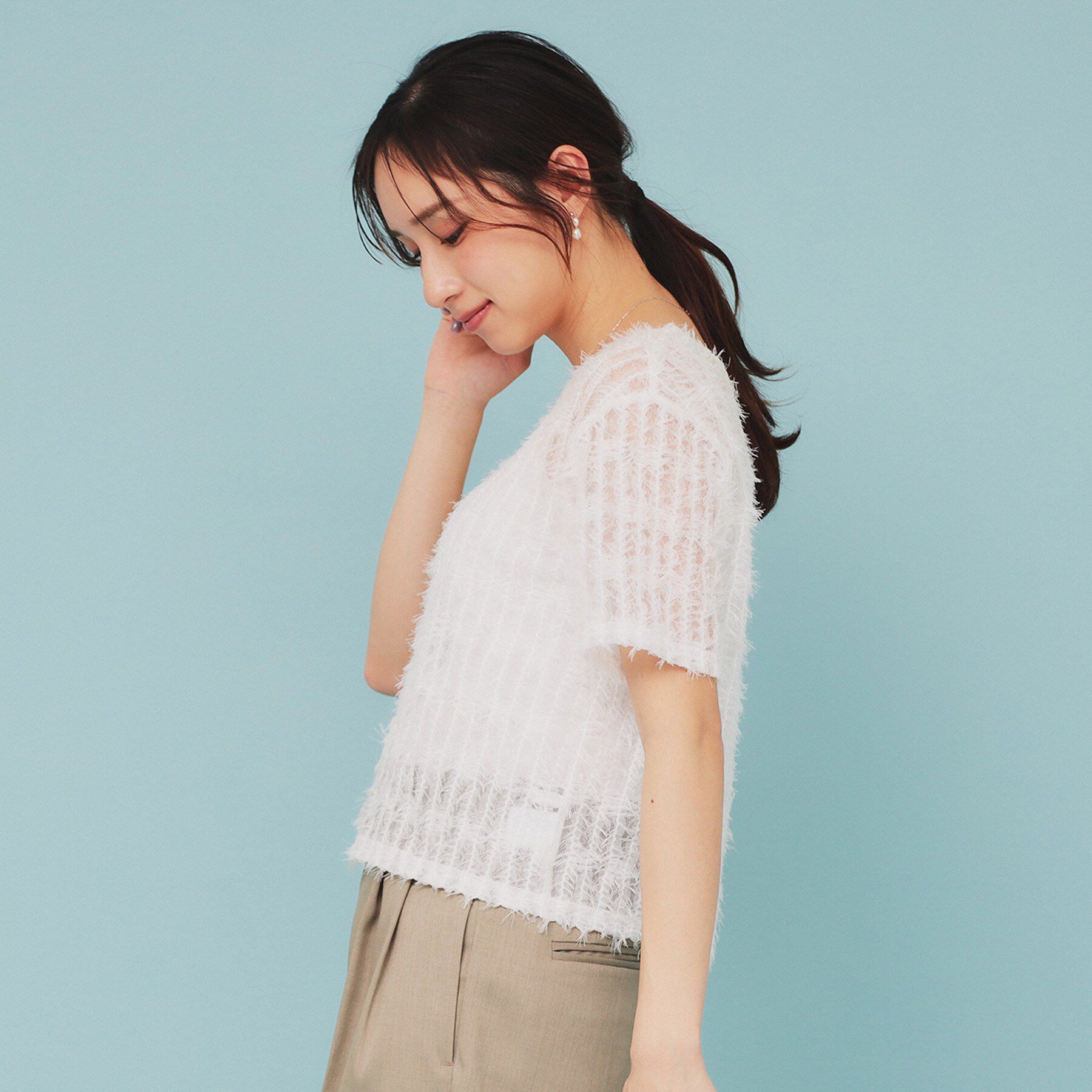 index「チュールフリンジシアートップス【洗える】」|Tシャツ・カットソー|