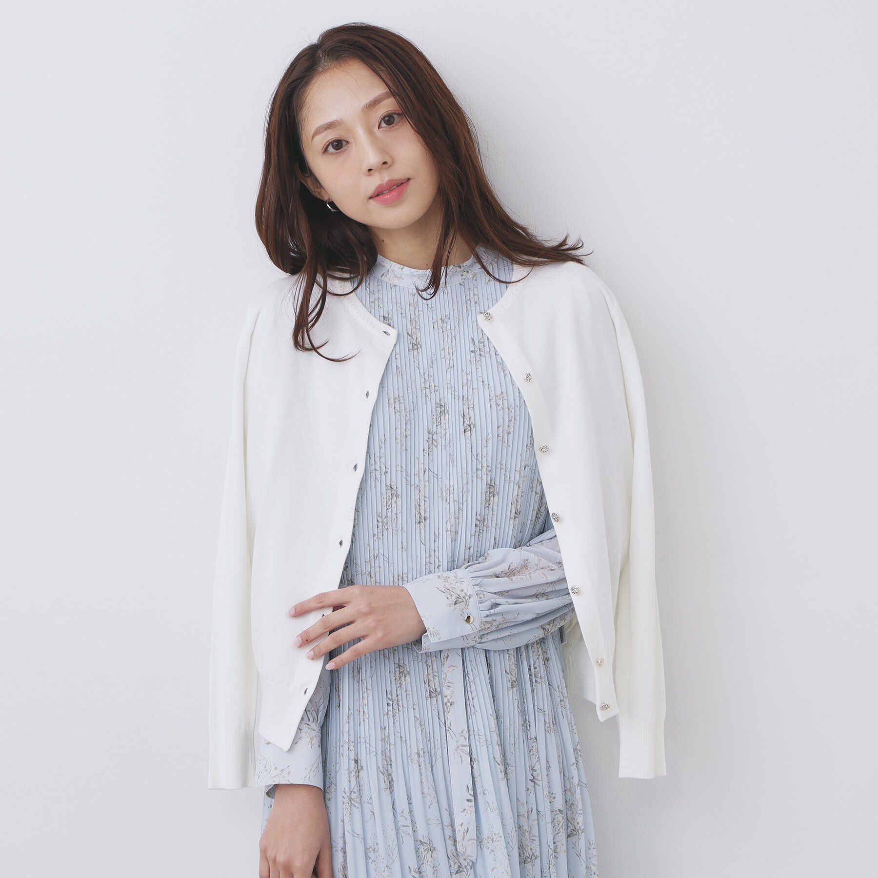 index「柄編みクルーネックカーディガン【洗濯機OK】《7col》」|カーディガン|