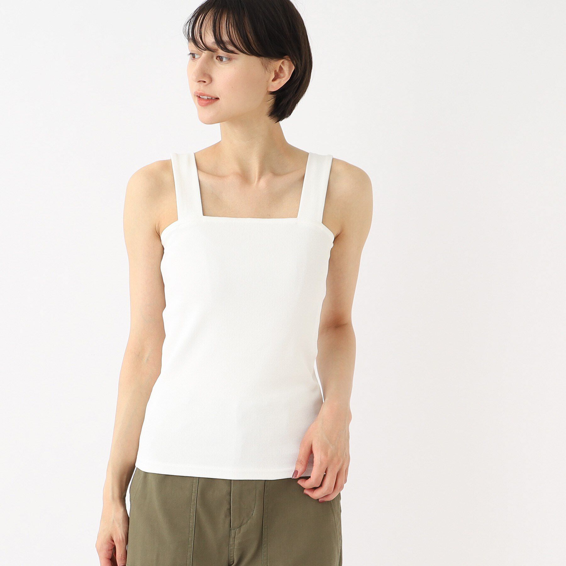OPAQUE.CLIP「ワイドストラップキャミソール【洗濯機洗い可】」|キャミソール|オフホワイト(003