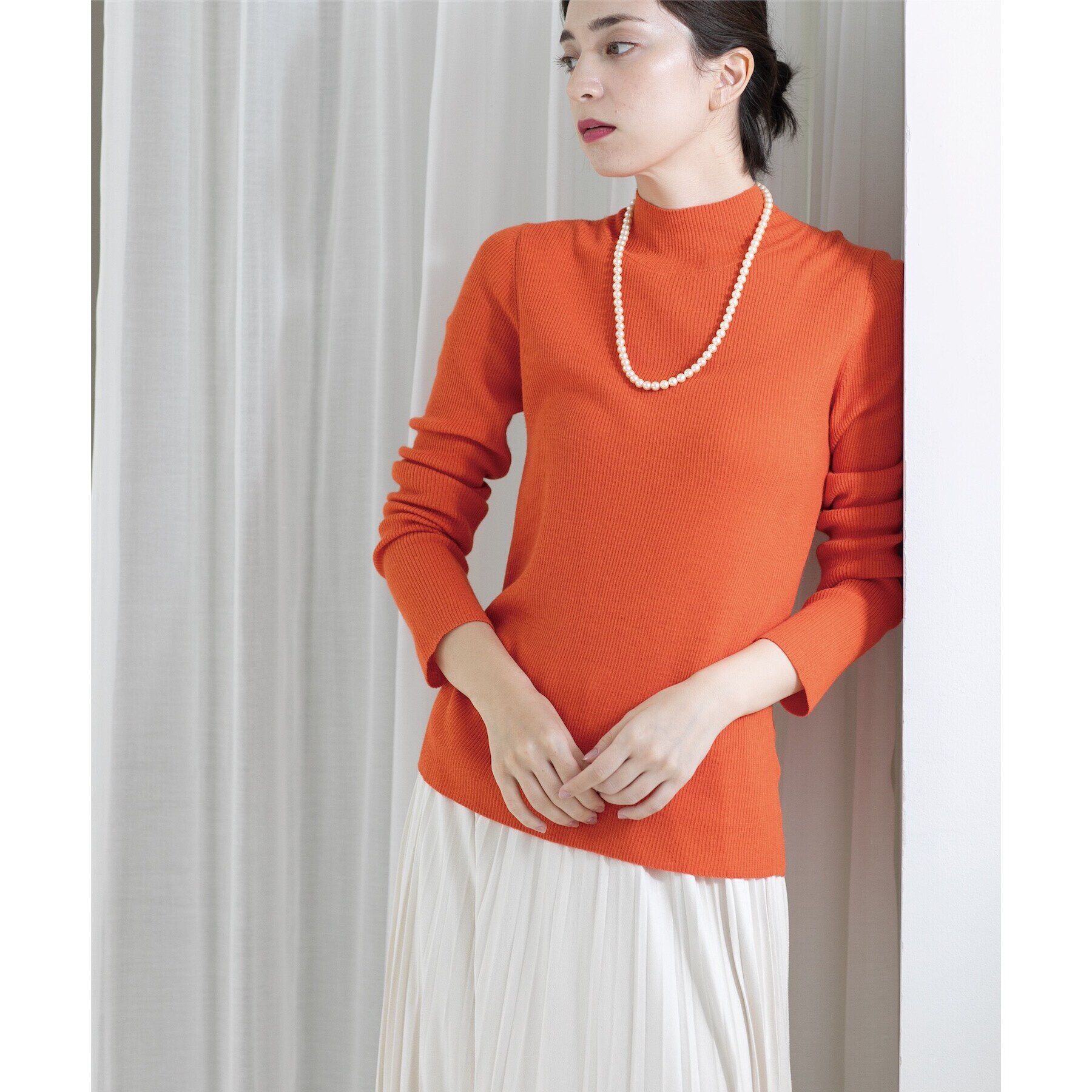 OPAQUE.CLIP「《5color》ハイネックシアーリブニット【洗濯機洗い可】」|ニット・セーター|