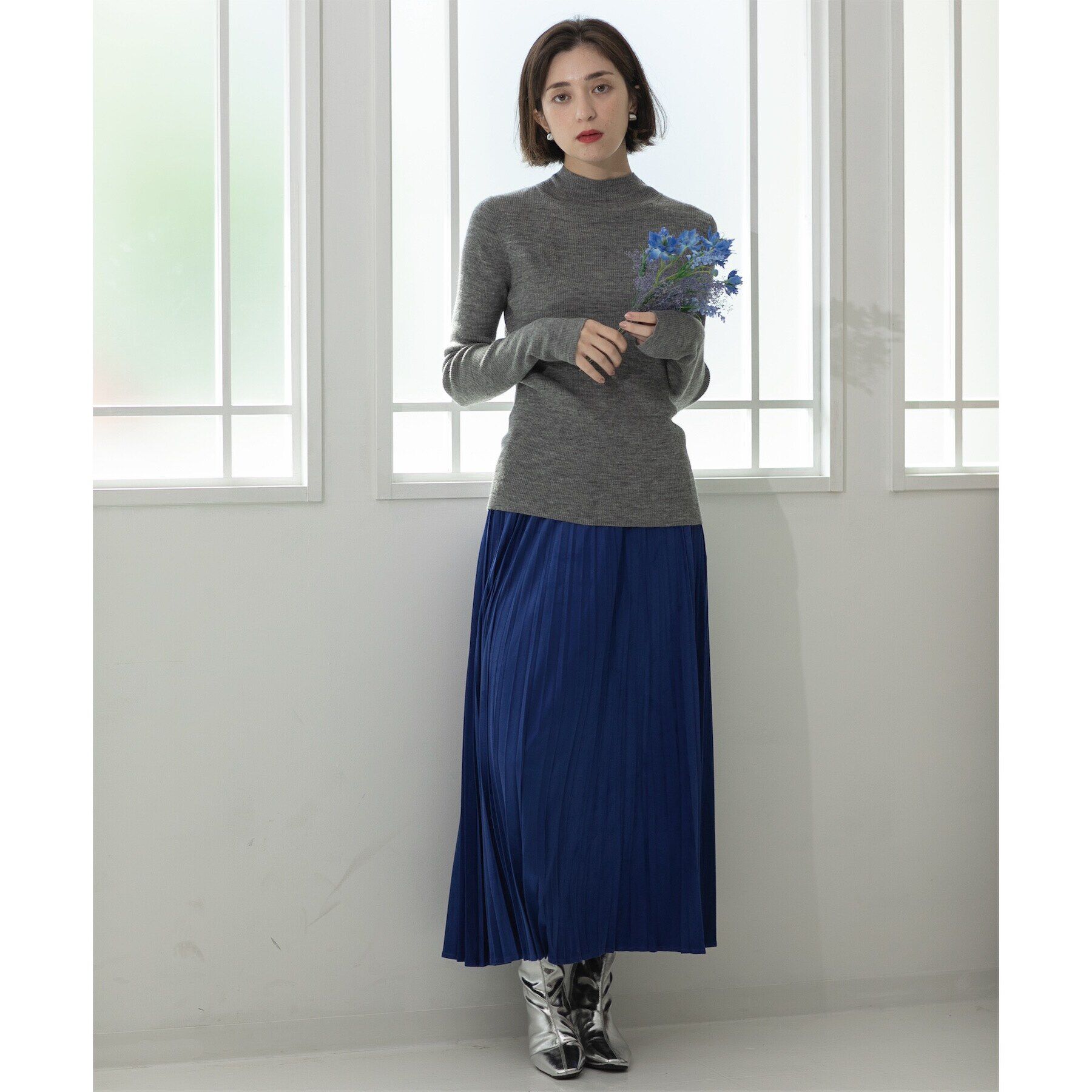 OPAQUE.CLIP「《5color》ハイネックシアーリブニット【洗濯機洗い可】」|ニット・セーター|