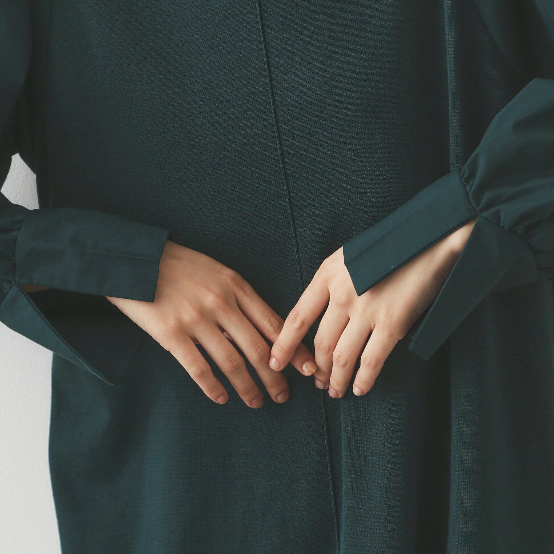 OPAQUE.CLIP「異素材切り替えニットワンピース【洗濯機洗い可】」|ワンピース|