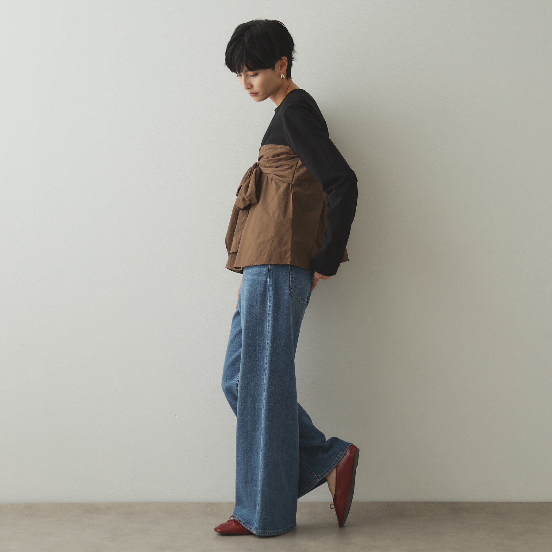 OPAQUE.CLIP「リボンビスチェ ドッキングカットソー【洗濯機洗い可】」|Tシャツ・カットソー|