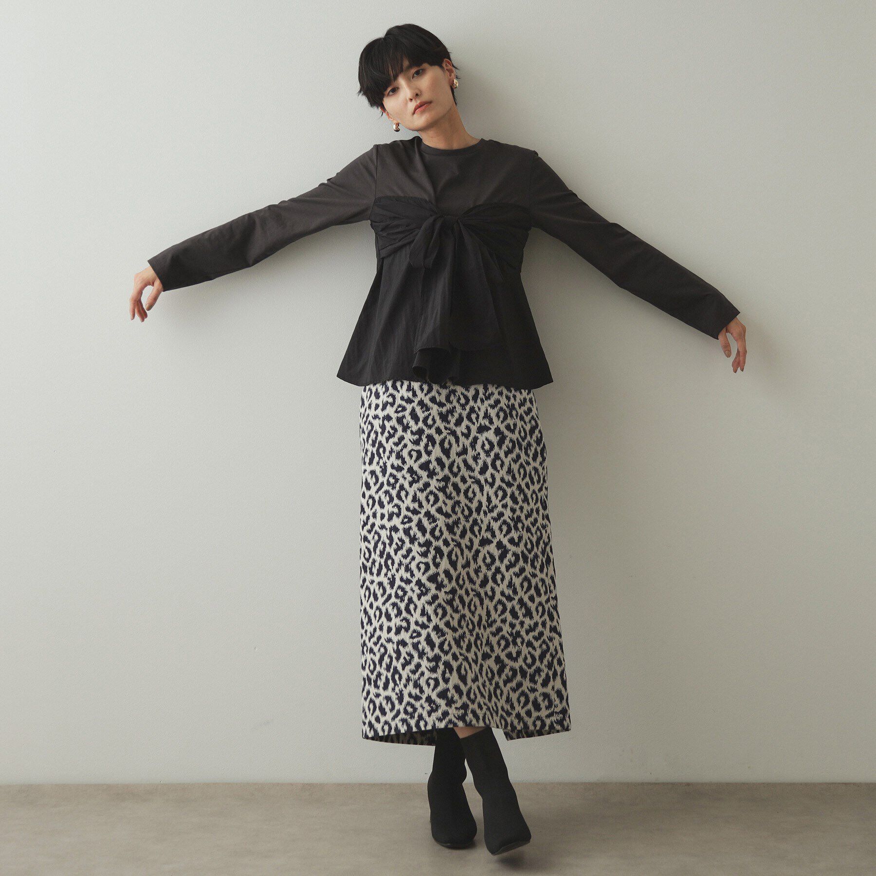 OPAQUE.CLIP「リボンビスチェ ドッキングカットソー【洗濯機洗い可】」|Tシャツ・カットソー|