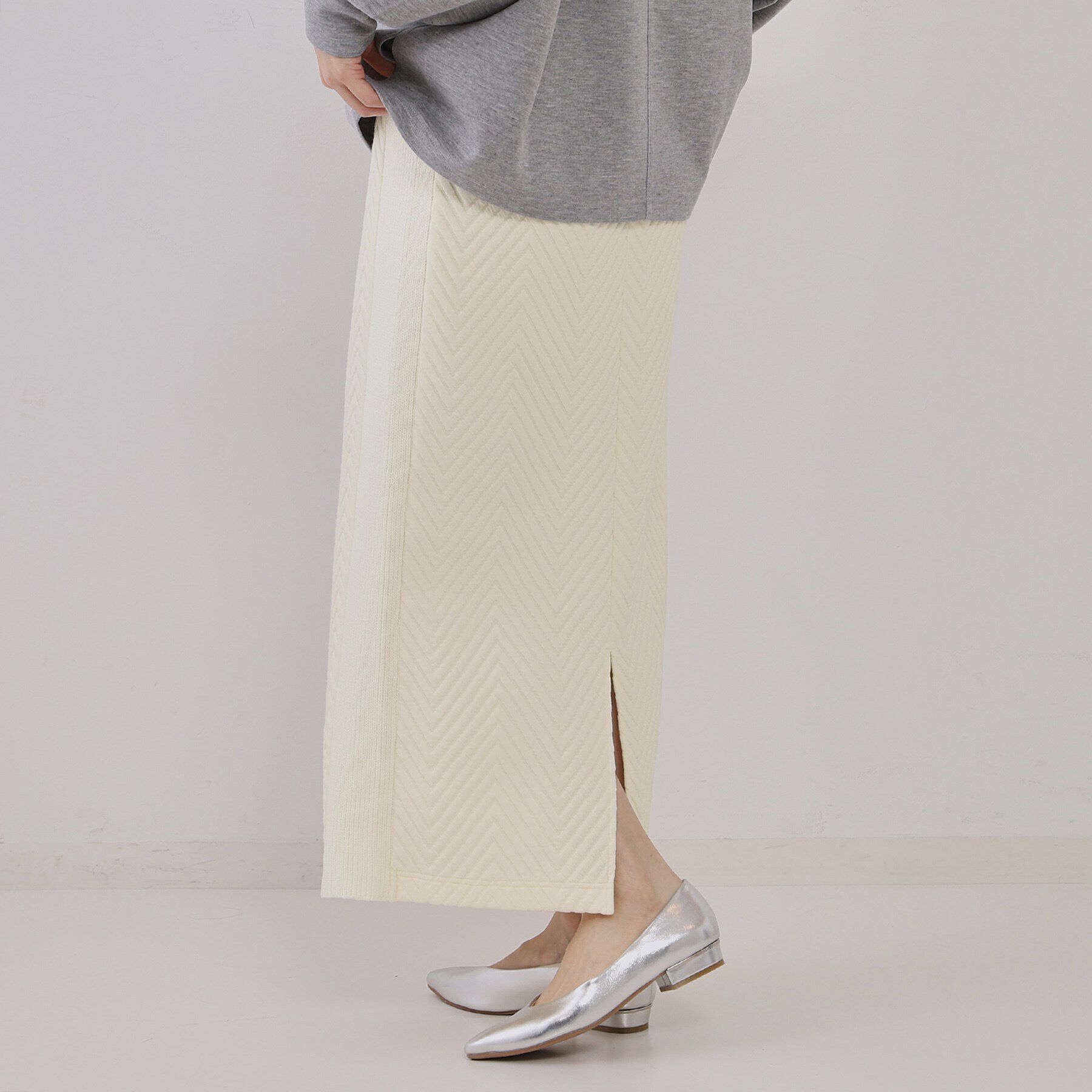 OPAQUE.CLIP「キルトジャカードナロースカート/セットアップ対応【洗濯機洗い可】」|スカート|