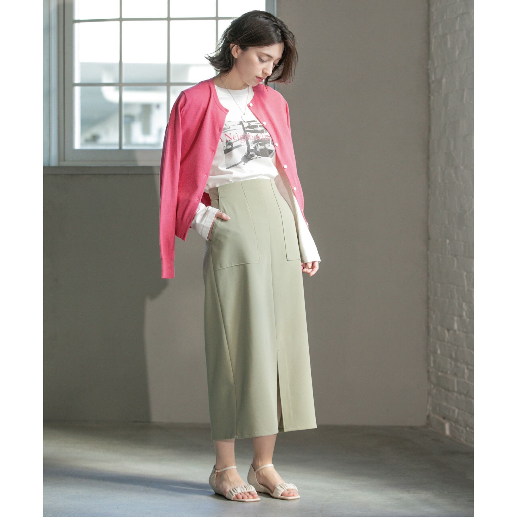 OPAQUE.CLIP「クルーネックニットカーディガン/オーガニックコットン混【UV/洗濯機洗い可】」|カーディガン|