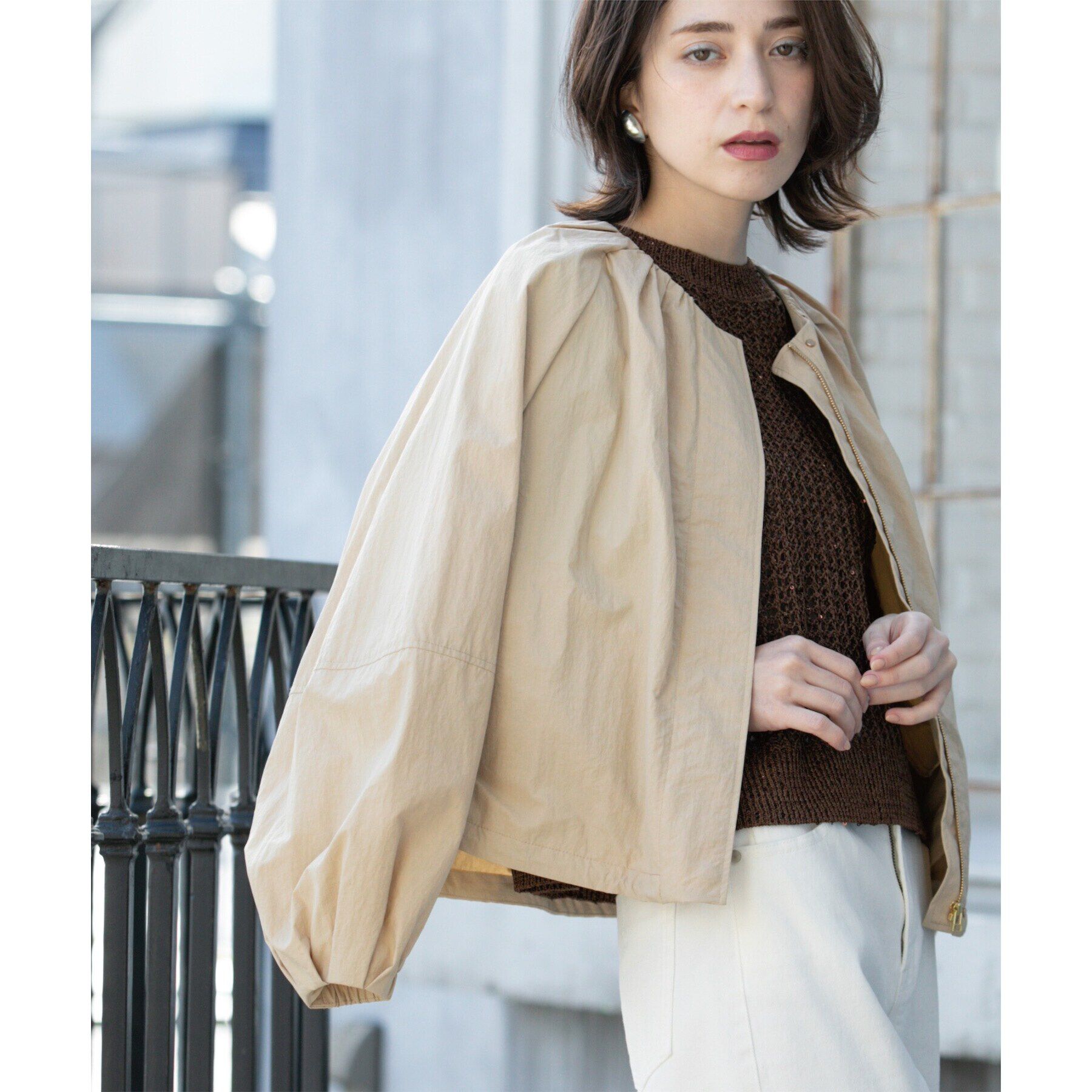 OPAQUE.CLIP「撥水ノーカーラーブルゾン【UV/洗濯機洗い可】」|ノーカラーコート|