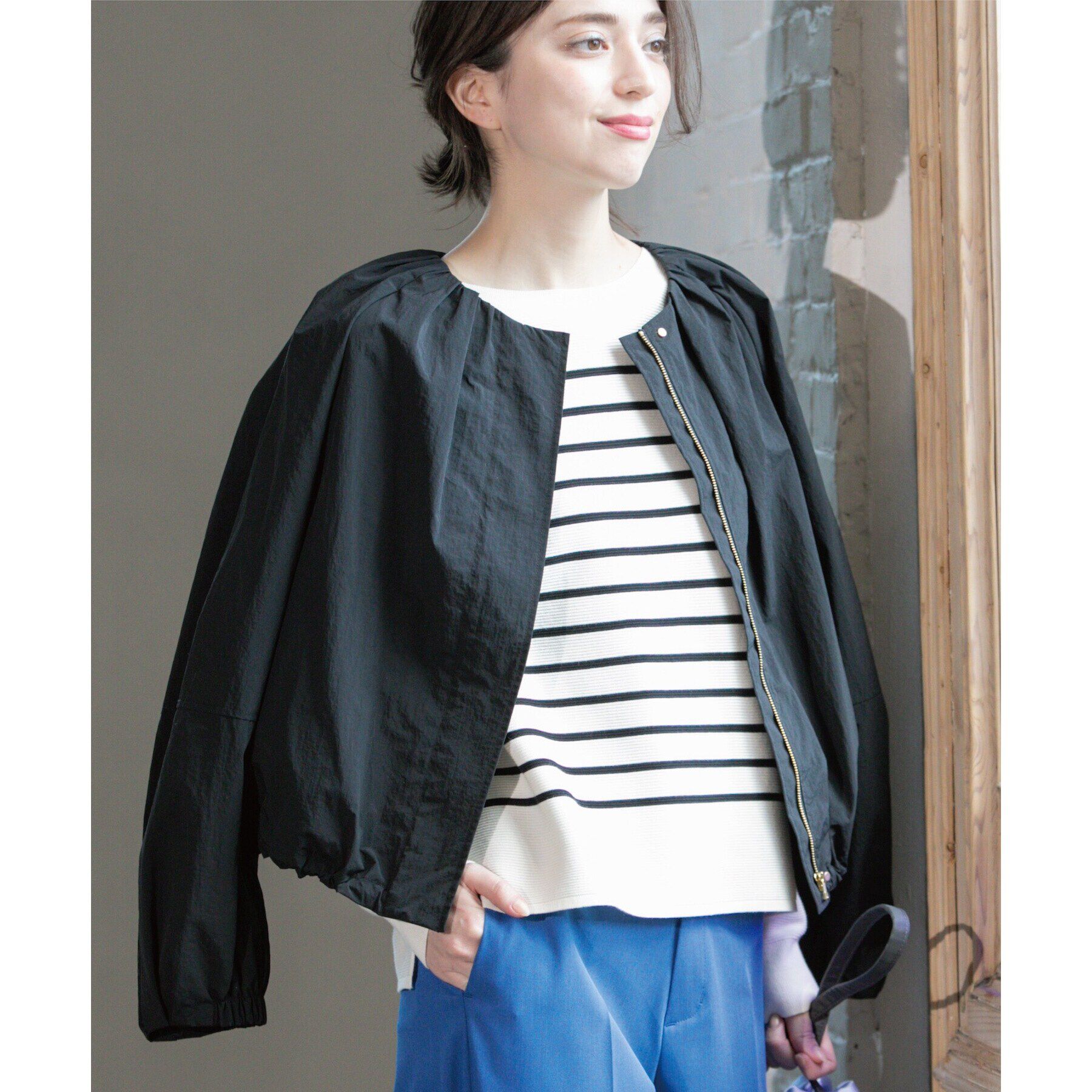 OPAQUE.CLIP「撥水ノーカーラーブルゾン【UV/洗濯機洗い可】」|ノーカラーコート|