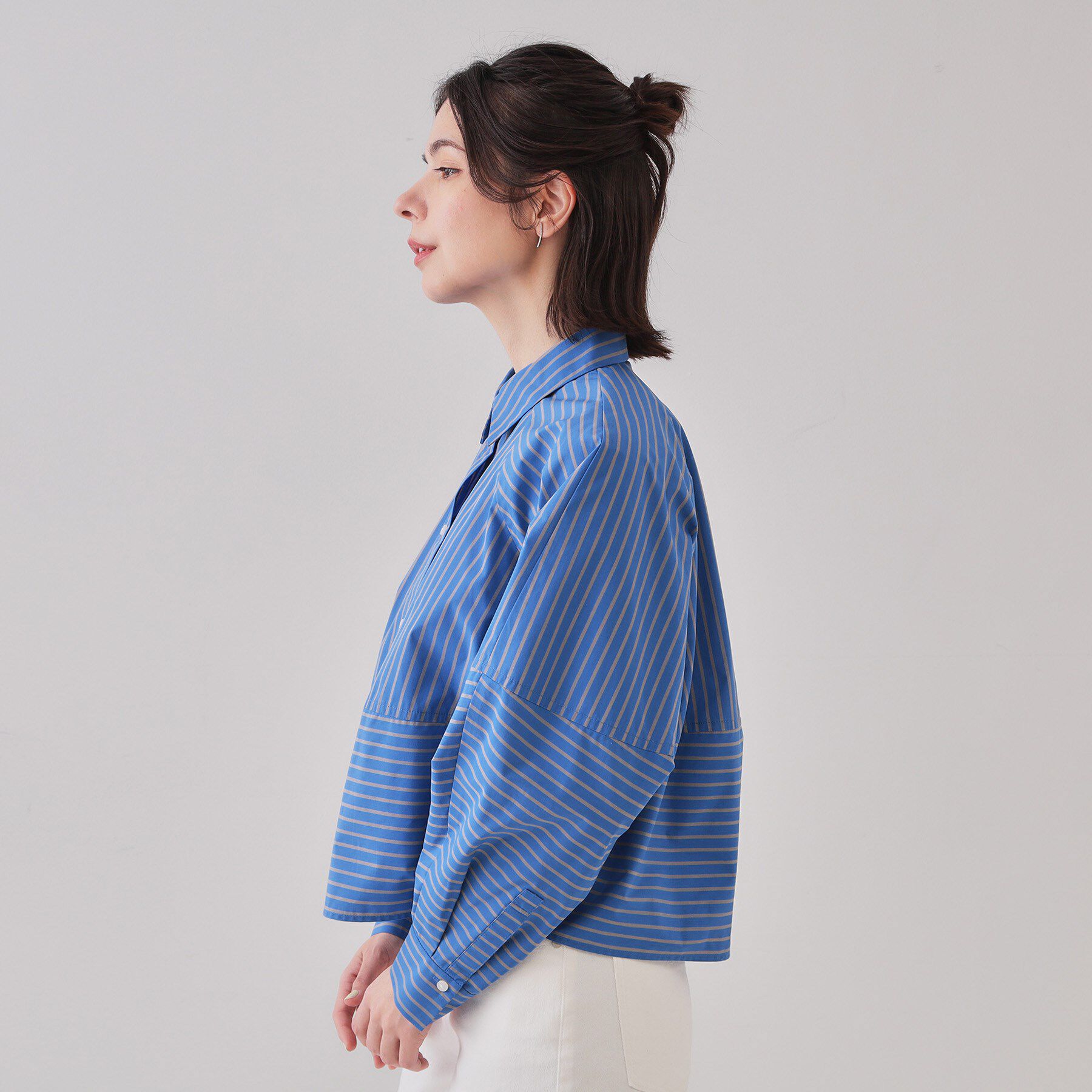 OPAQUE.CLIP「《andGIRL掲載》ストライプフォルムシャツ【洗濯機洗い可】」|シャツ・ブラウス|