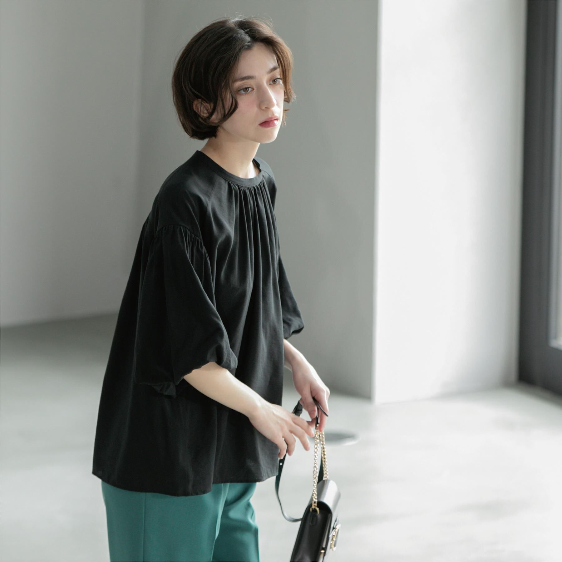 OPAQUE.CLIP「バルーンスリーブブラウス【洗濯機洗い可】」|シャツ・ブラウス|