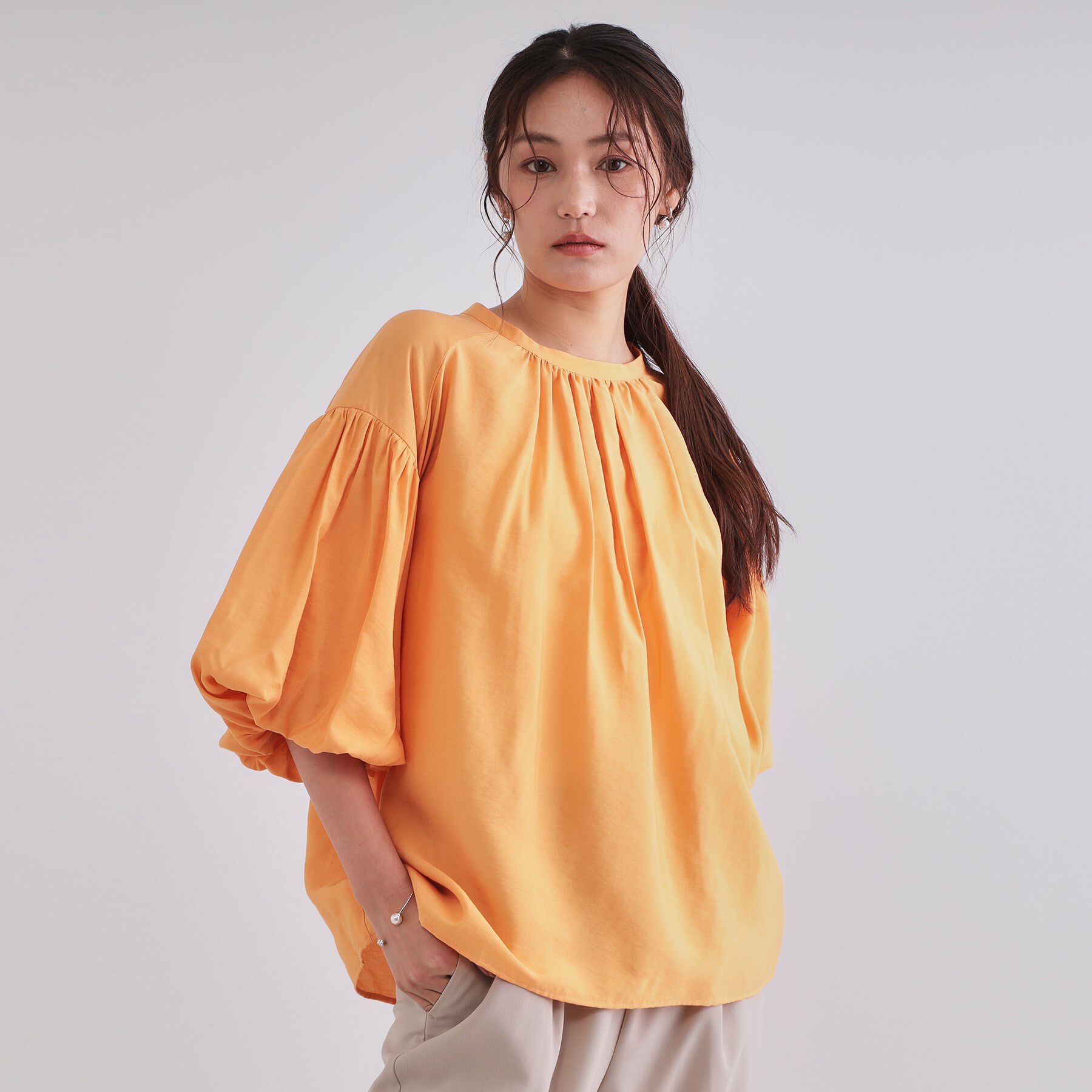 OPAQUE.CLIP「バルーンスリーブブラウス【洗濯機洗い可】」|シャツ・ブラウス|