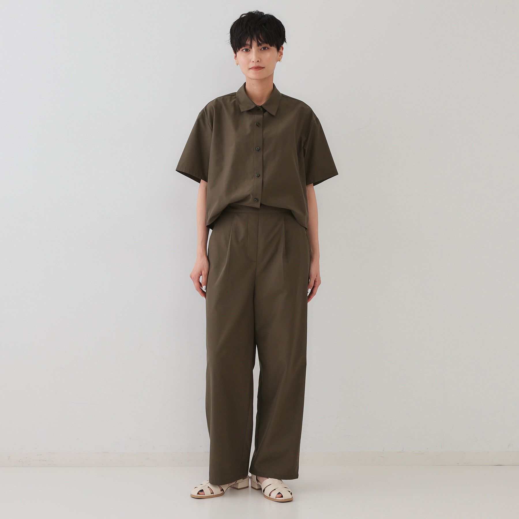 OPAQUE.CLIP「シャツオールインワン【洗濯機洗い可】」|オールインワン|