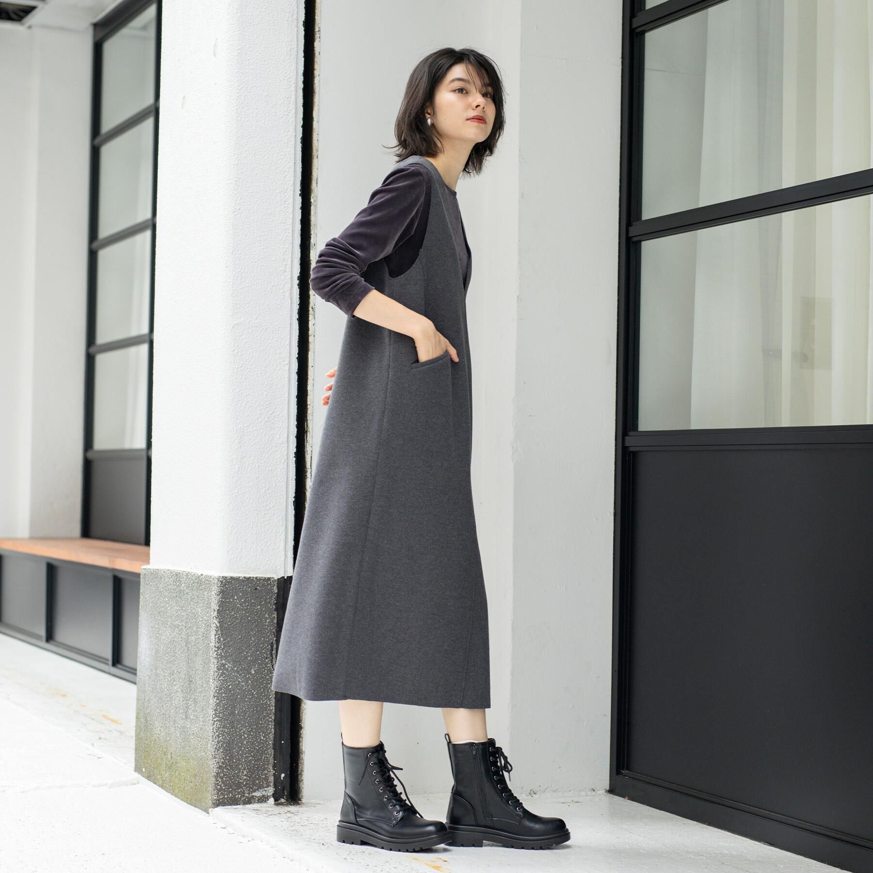 OPAQUE.CLIP「【生活防水】厚底タンクソールレースアップブーツ」|ショートブーツ|