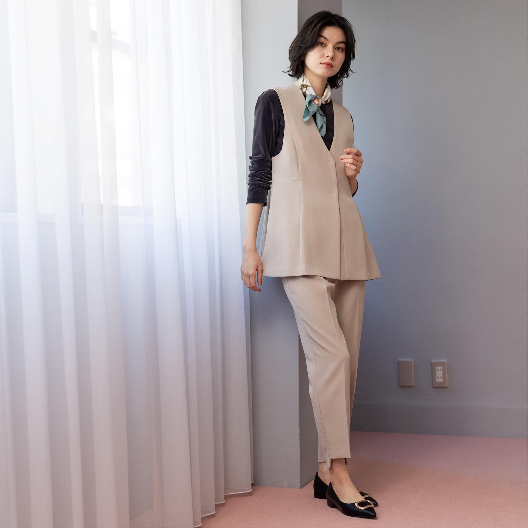 OPAQUE.CLIP「ペプラムジレ/セットアップ対応可【洗濯機OK】」|ベスト・ジレ|